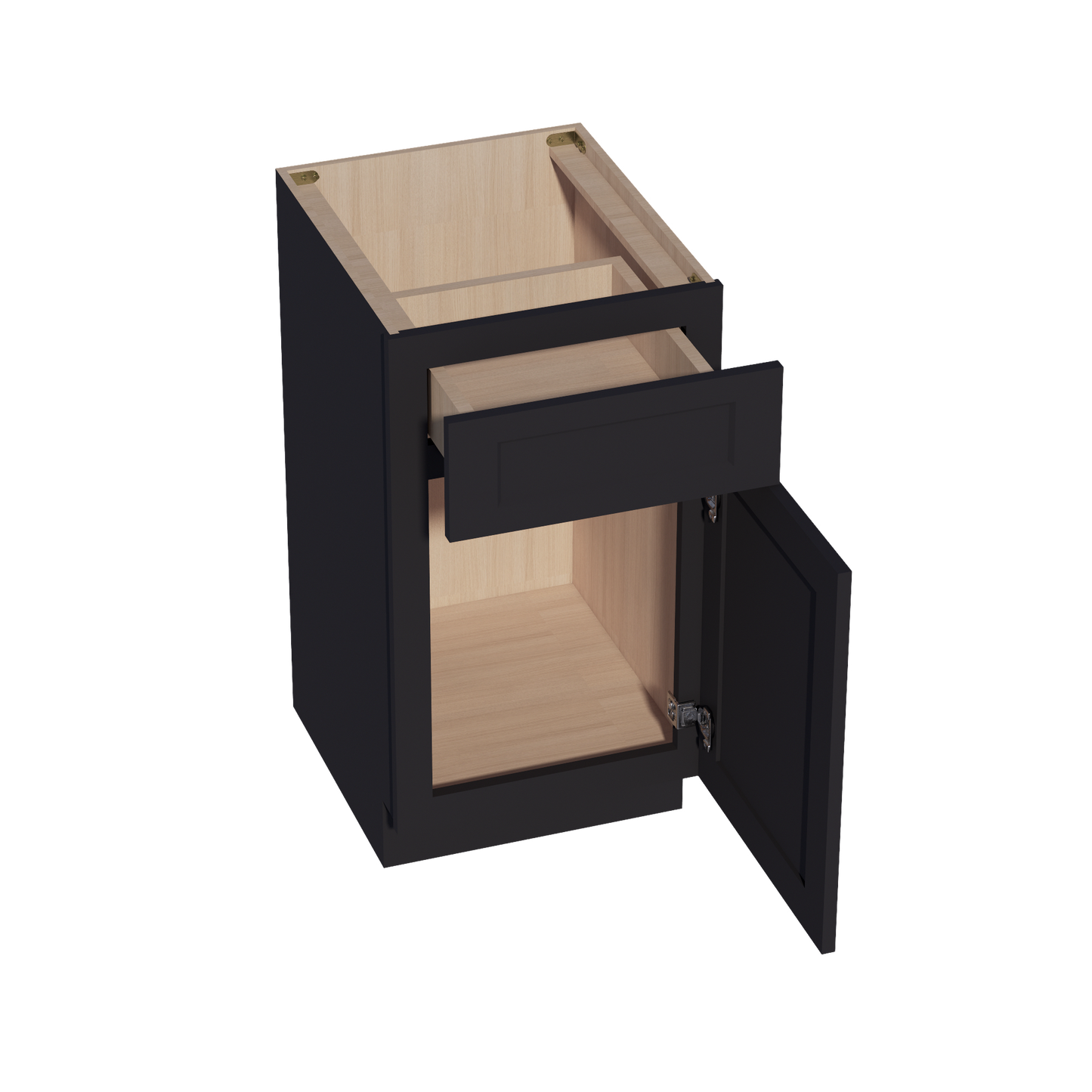 HE-VB1821: Ebony Black Shaker 18"W x 34-1/2"H x 21"D 1 Door & 1 Drawer Single Door Vanity Base Cabinets