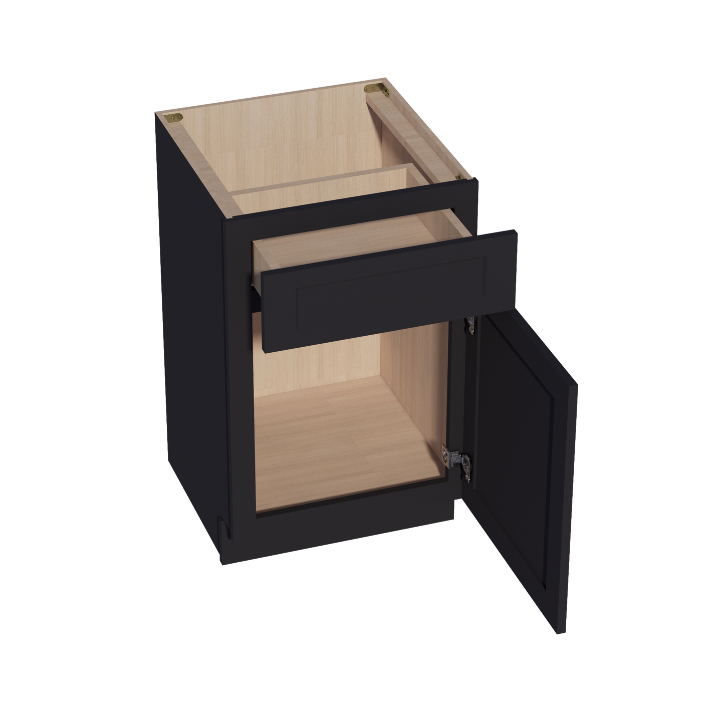 HE-VB2121: Ebony Black Shaker 21"W x 34-1/2"H x 21"D 1 Door & 1 Drawer Single Door Vanity Base Cabinets
