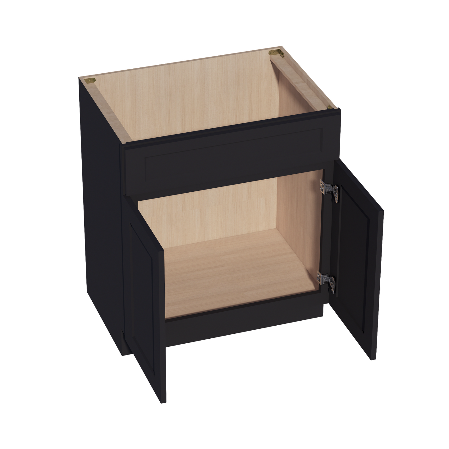 HE-VSB3021: Ebony Black Shaker 30"W x 34-1/2"H x 21"D 2 Doors & 1 False Drawer Vanity Sink Base Cabinets