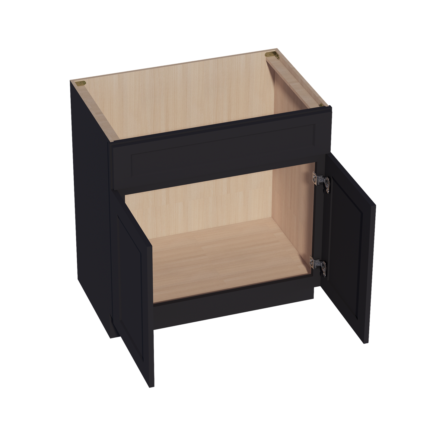 HE-VSB3321: Ebony Black Shaker 33"W x 34-1/2"H x 21"D 2 Doors & 1 False Drawer Vanity Sink Base Cabinets