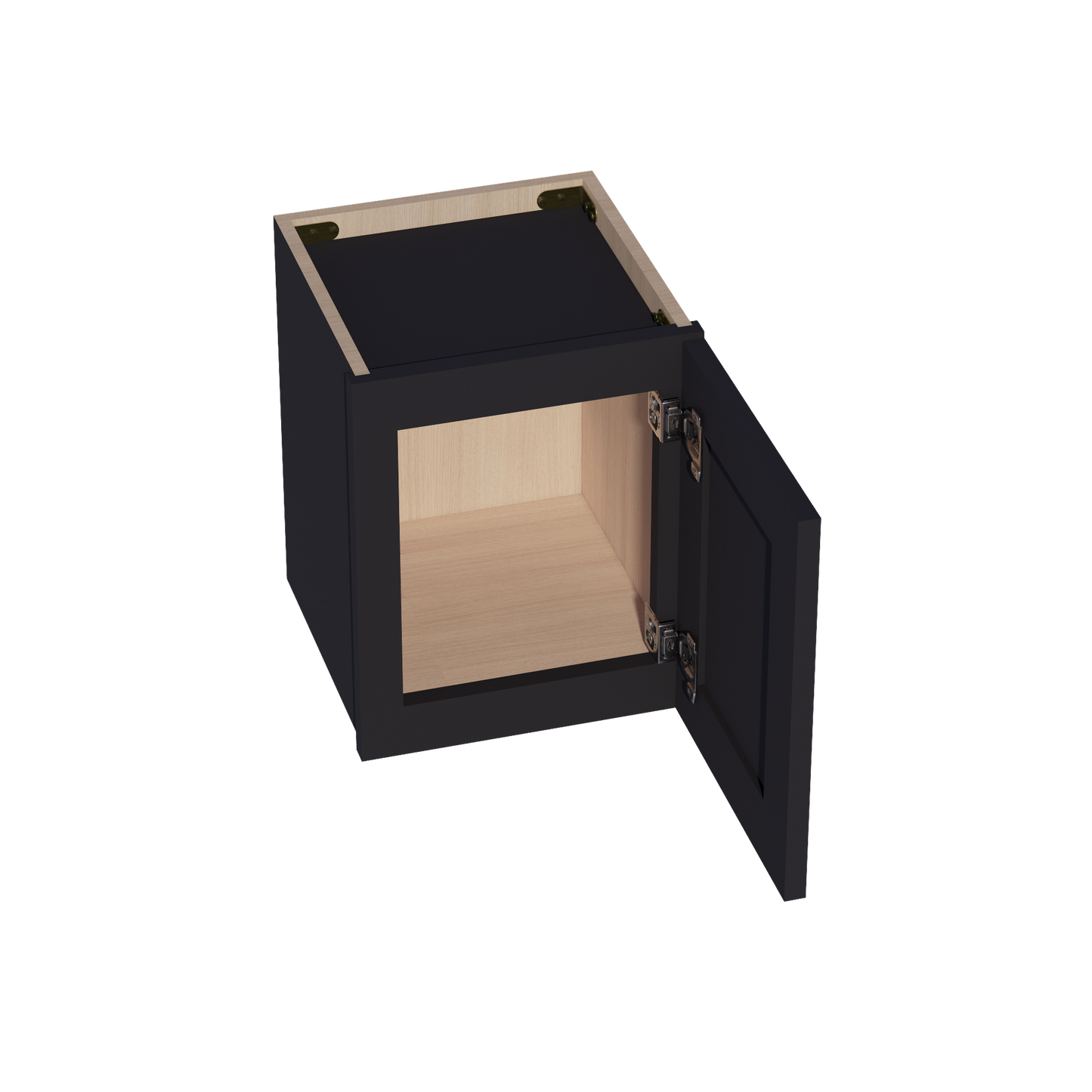 HE-W1215: Ebony Black Shaker 12"W x 15"H 1 Door Standard Wall Bridge Cabinet