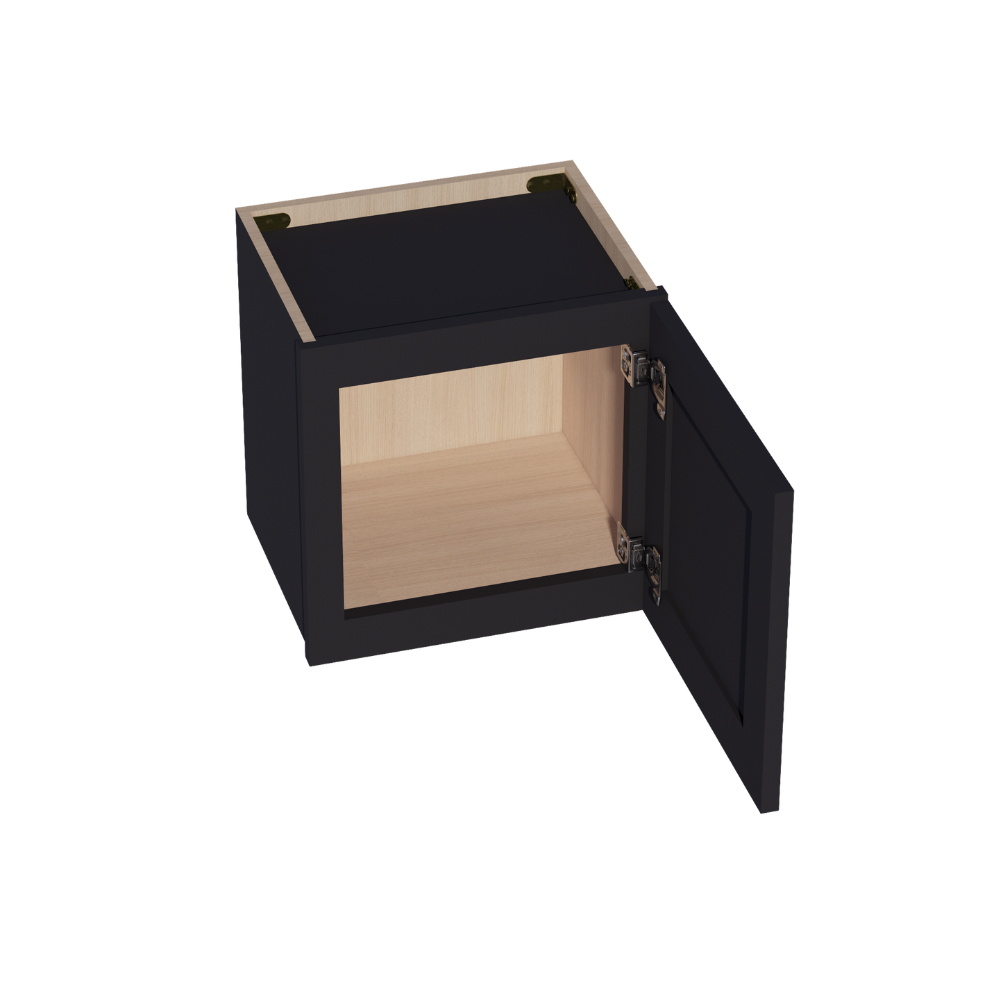 HE-W1515: Ebony Black Shaker 15"W x 15"H 1 Door Standard Wall Bridge Cabinet