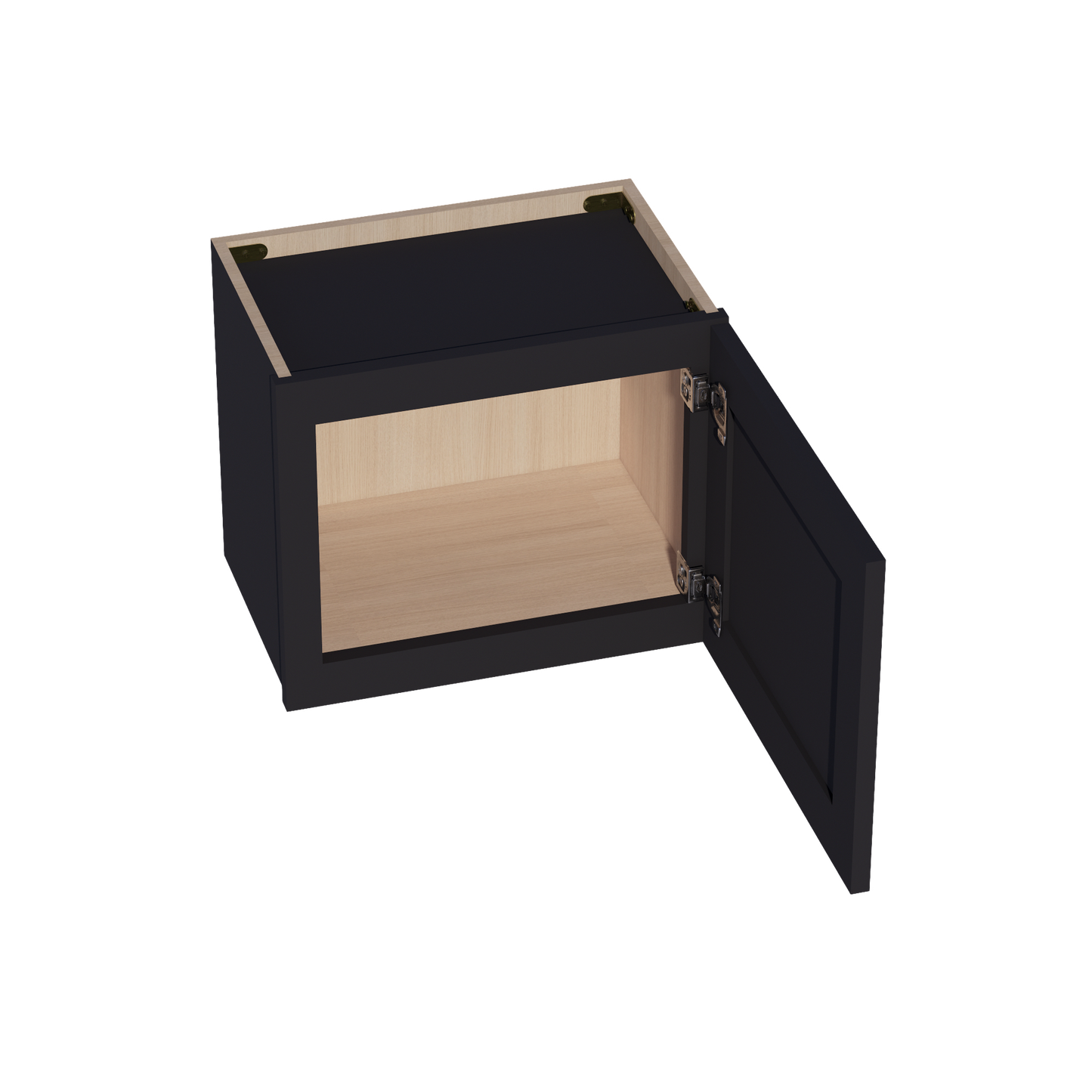 HE-W1815: Ebony Black Shaker 18"W x 15"H 1 Door Standard Wall Bridge Cabinet