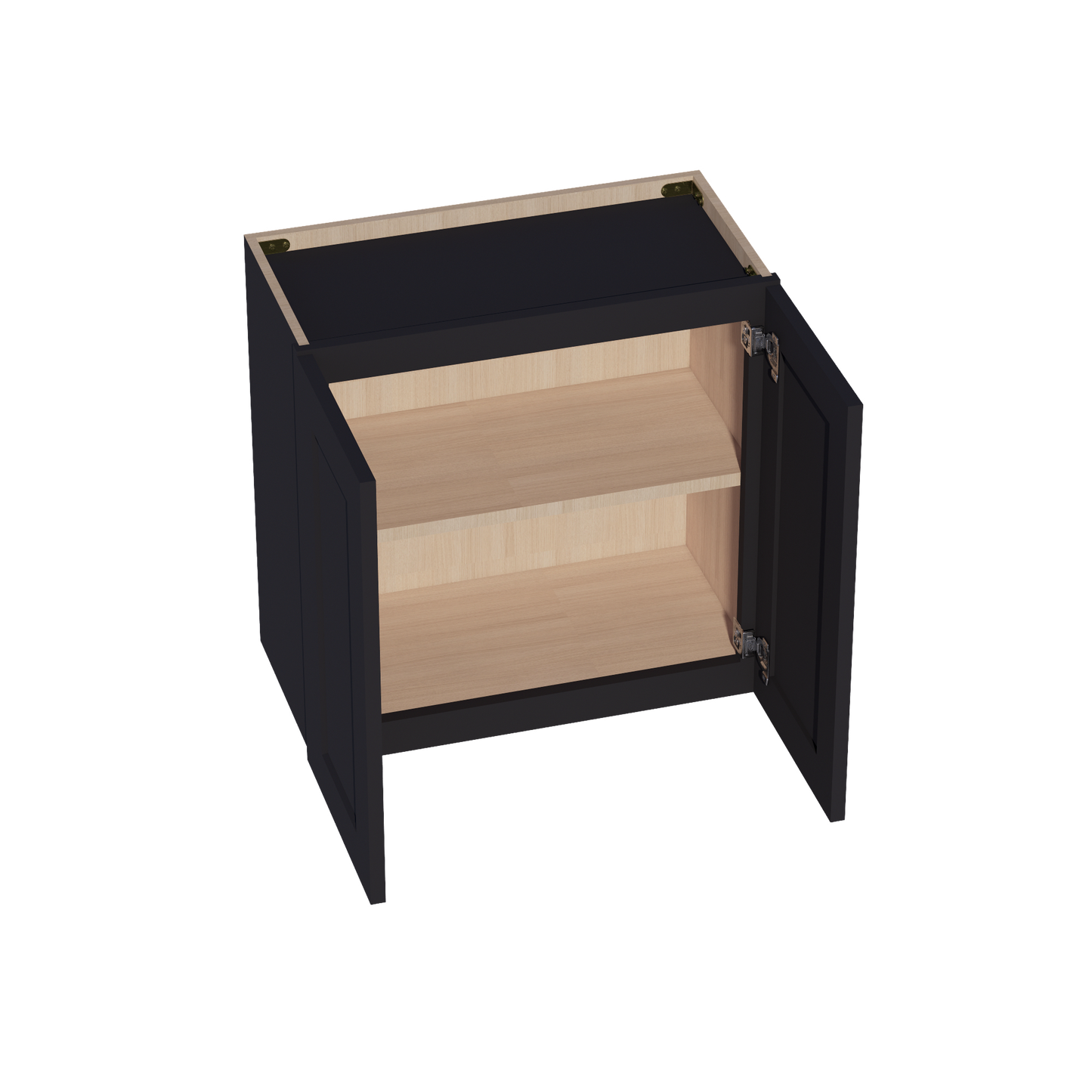 HE-W2424: Ebony Black Shaker 24"W x 24"H 2 Doors Standard Wall Bridge Cabinet