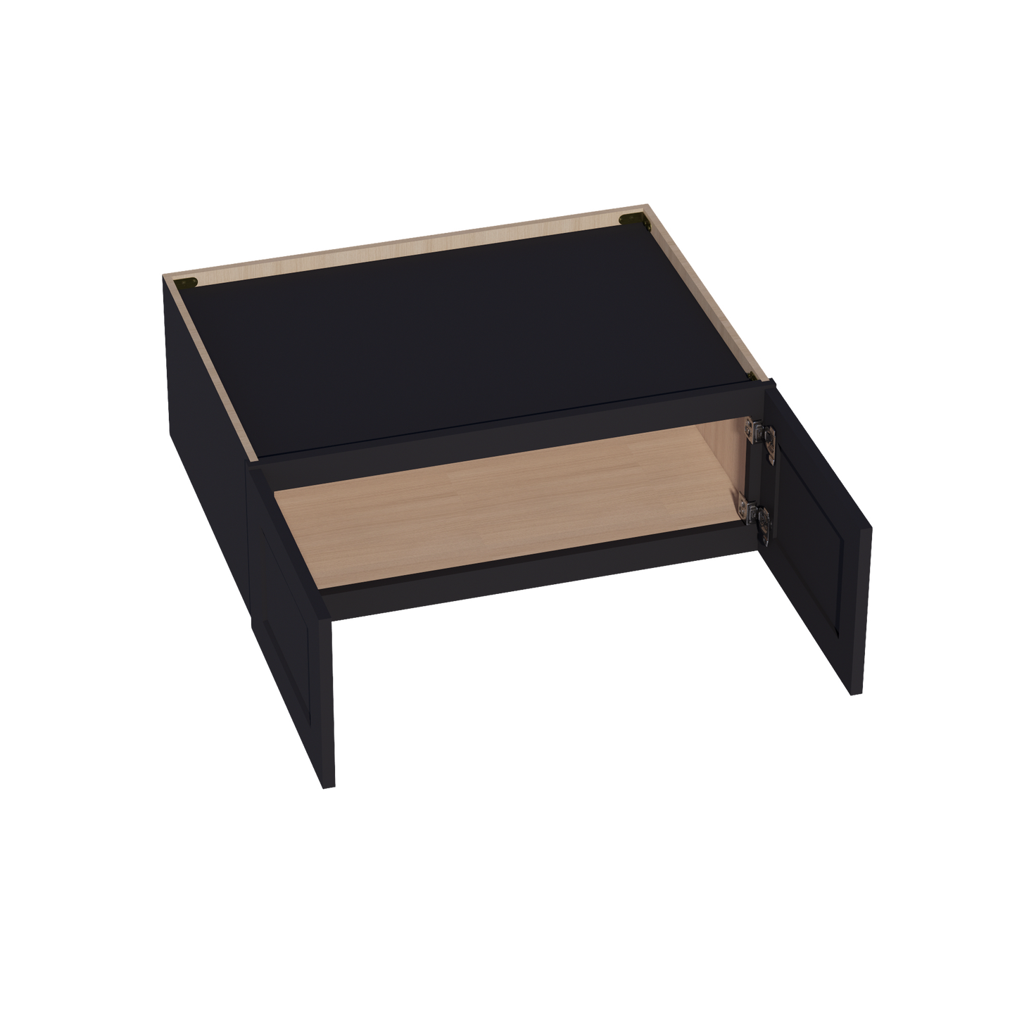 HE-W331224: Ebony Black Shaker 33"W x 12"H x 24"D 2 Doors Standard Bridge Wall Cabinet