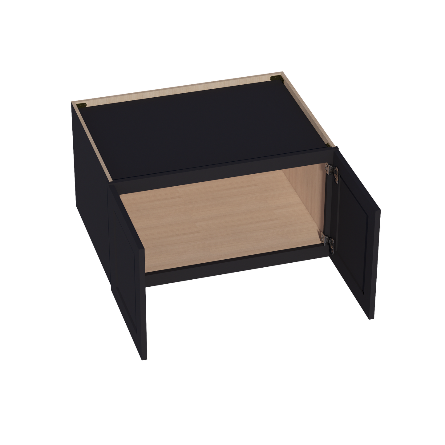HE-W331824: Ebony Black Shaker 33"W x 18"H x 24"D 2 Doors Standard Bridge Wall Cabinet