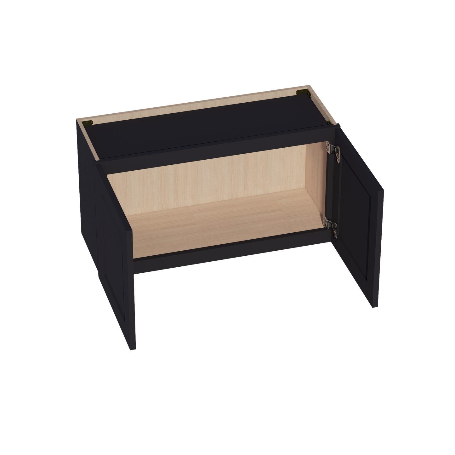 HE-W3318: Ebony Black Shaker 33"W x 18"H 2 Doors Standard Wall Bridge Cabinet