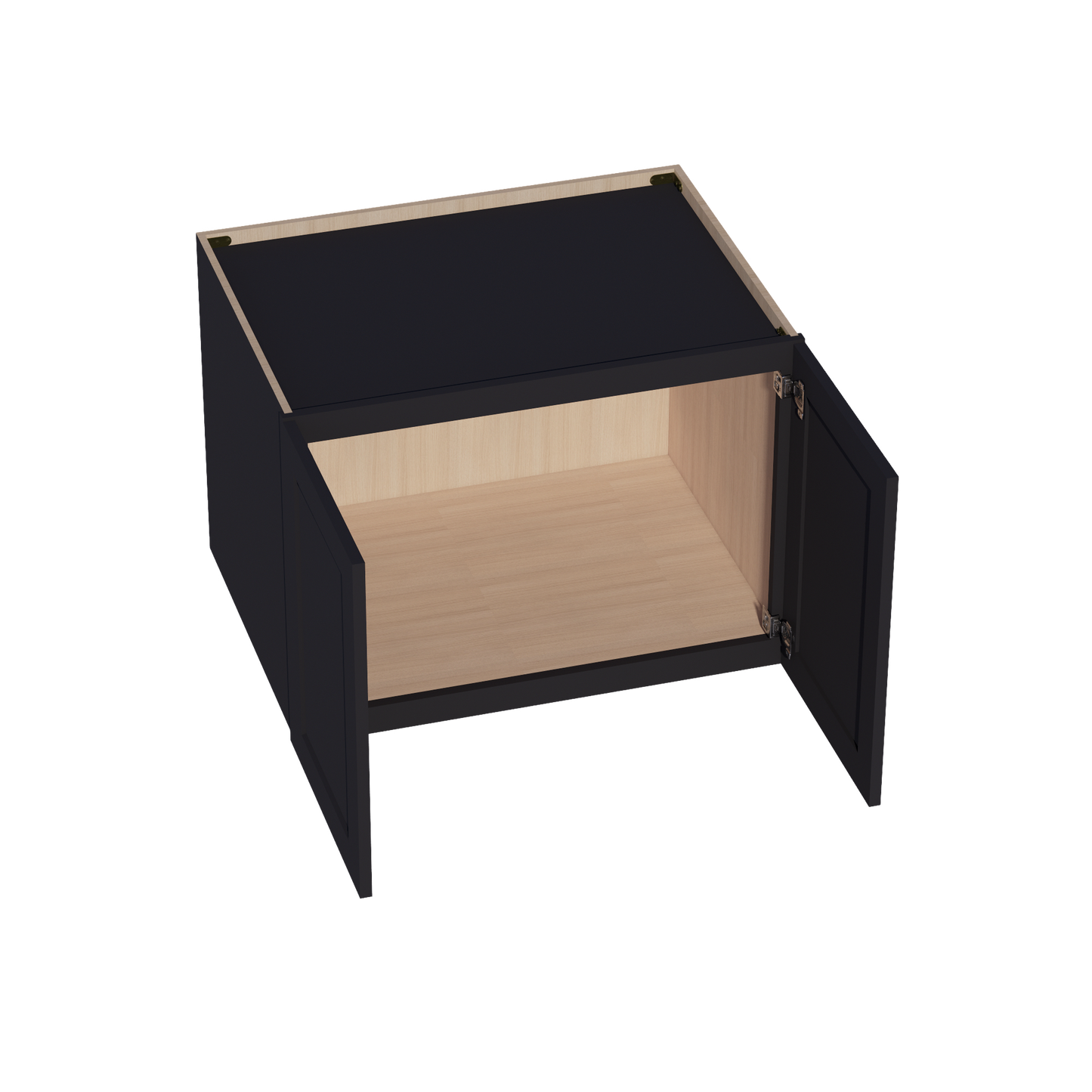 HE-W332424: Ebony Black Shaker 33"W x 24"H x 24"D 2 Doors & 1 Shelf Standard Bridge Wall Cabinet