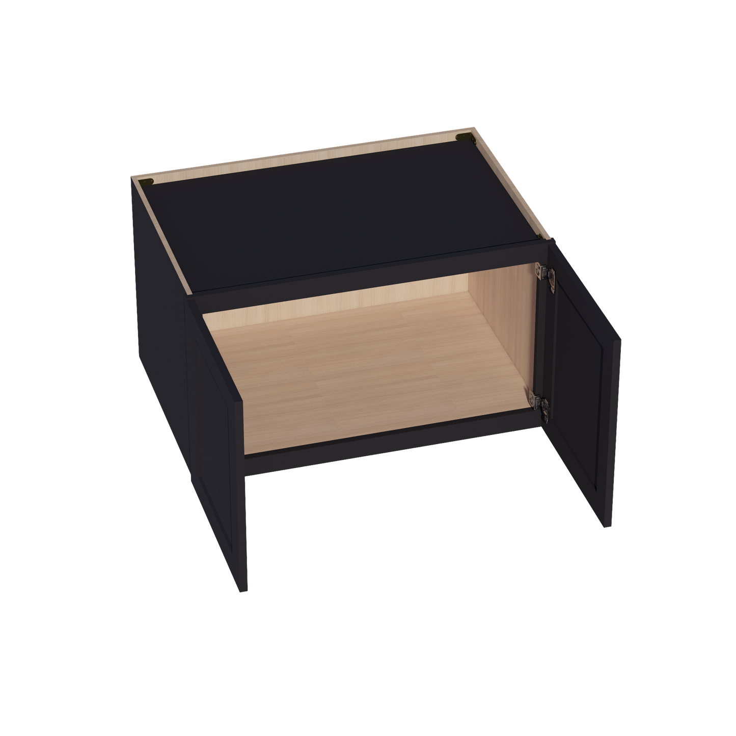 HE-W362124: Ebony Black Shaker 36"W x 21"H x 24"D 2 Doors & 1 Shelf Standard Bridge Wall Cabinet