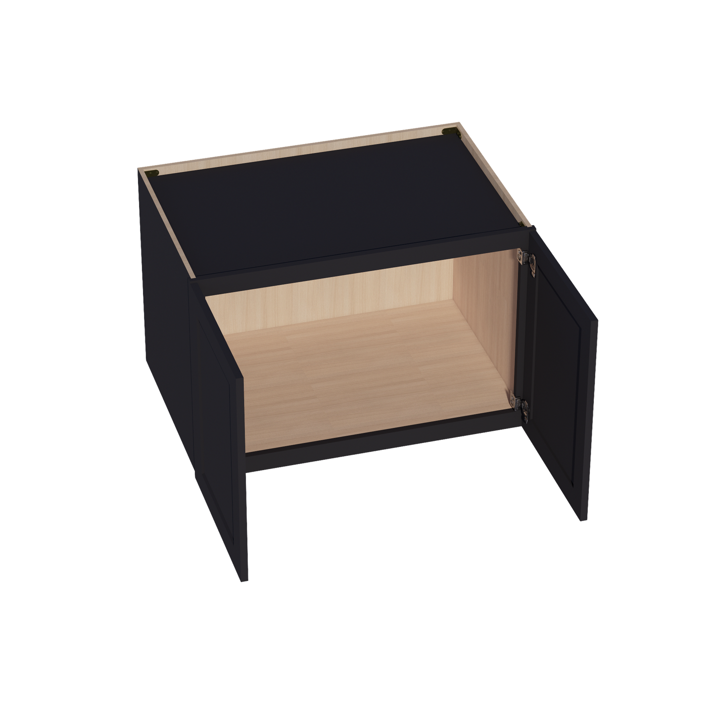 HE-W362424: Ebony Black Shaker 36"W x 24"H x 24"D 2 Doors & 1 Shelf Standard Bridge Wall Cabinet