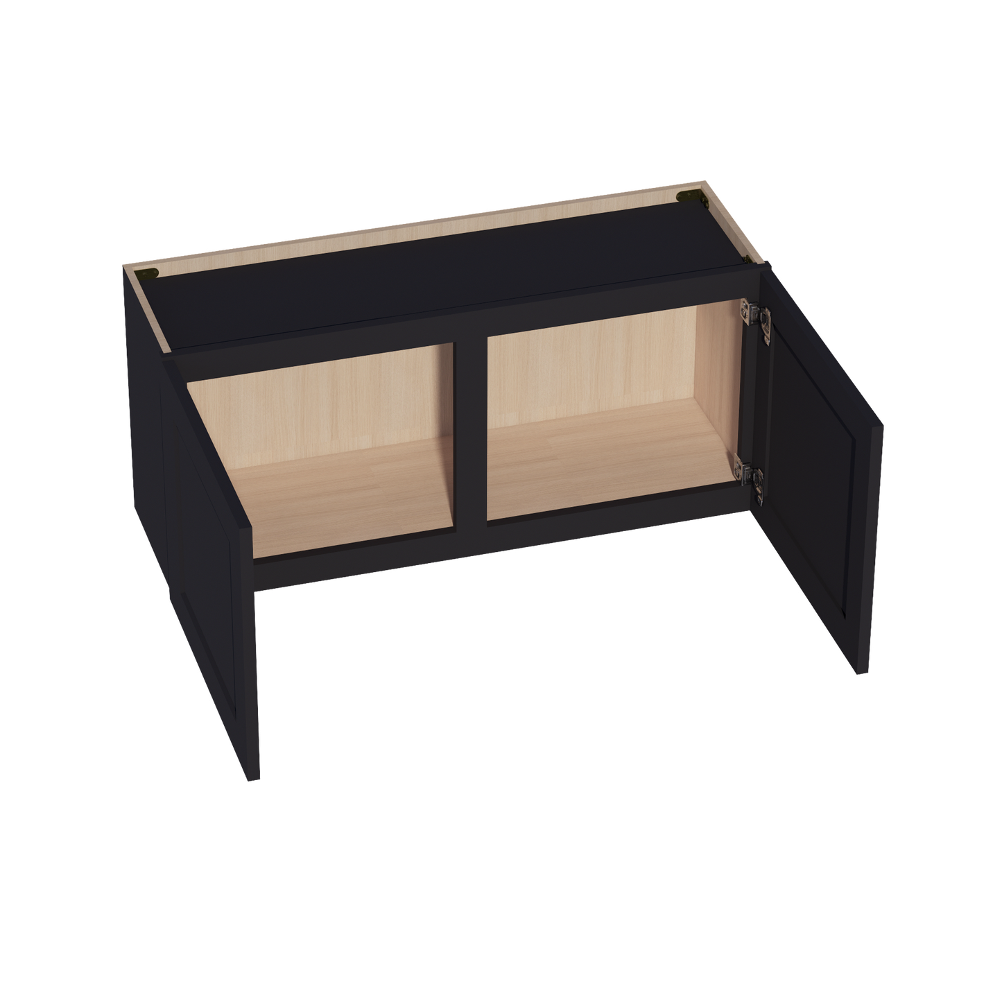 HE-W3918: Ebony Black Shaker 39"W x 18"H 2 Doors Standard Wall Bridge Cabinet