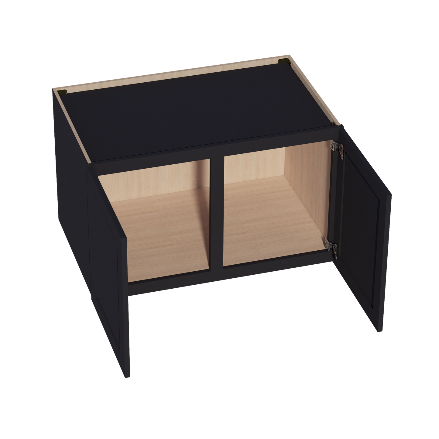 HE-W392424: Ebony Black Shaker 39"W x 24"H x 24"D 2 Doors & 1 Shelf Standard Bridge Wall Cabinet