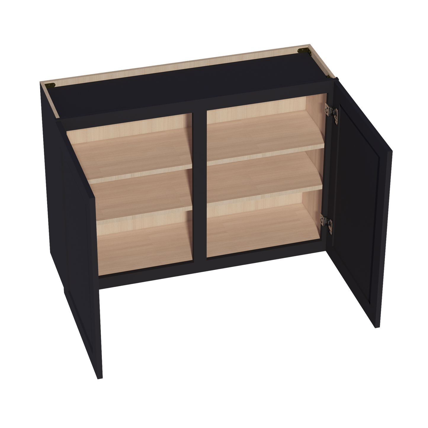 HE-W4230: Ebony Black Shaker 42"W x 30"H 2 Doors & 2 Shelves Standard Wall Cabinet