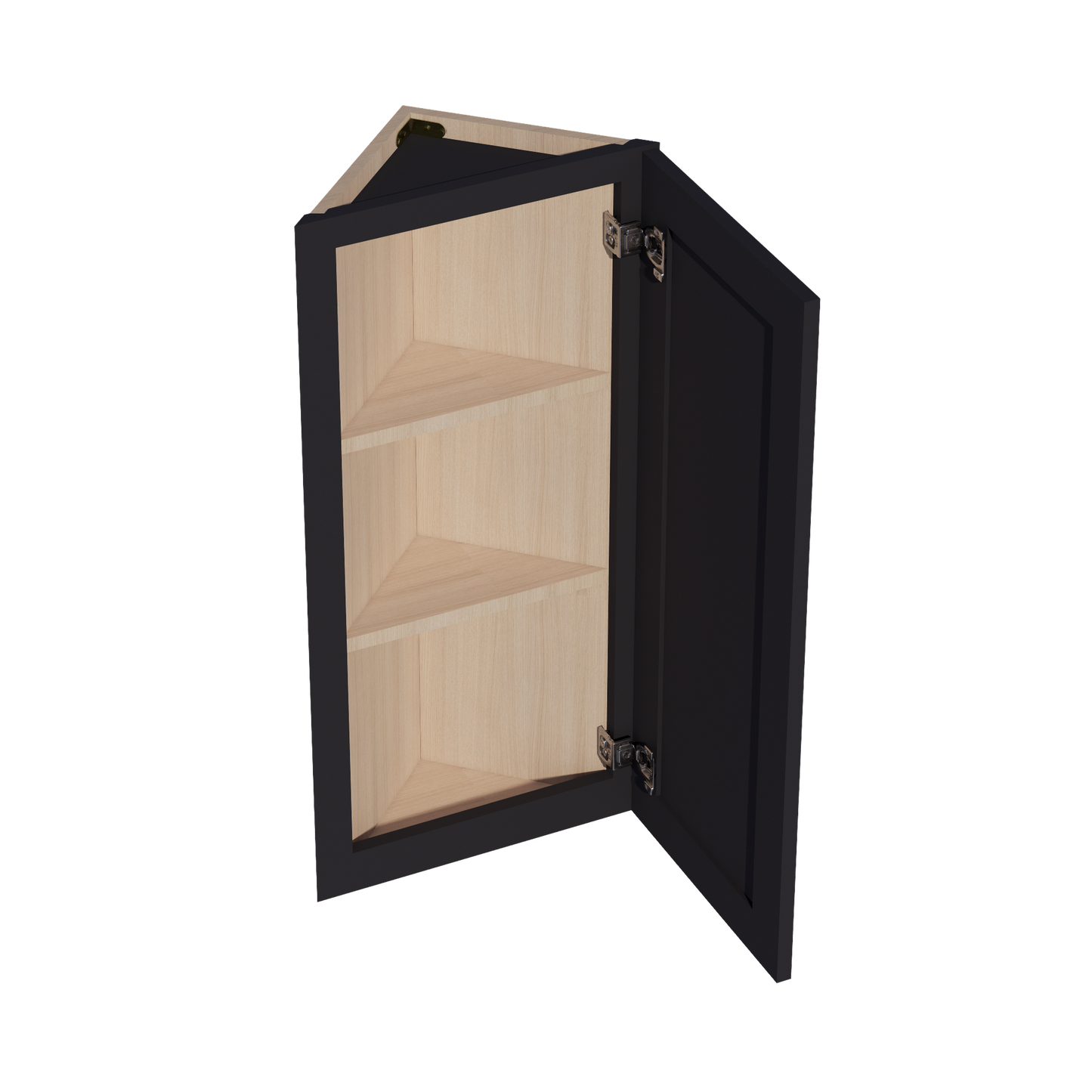 HE-WAE1236: Ebony Black Shaker 12"W x 36"H x 12"D 1 Door & 2 Shelves Wall Angle End Cabinet