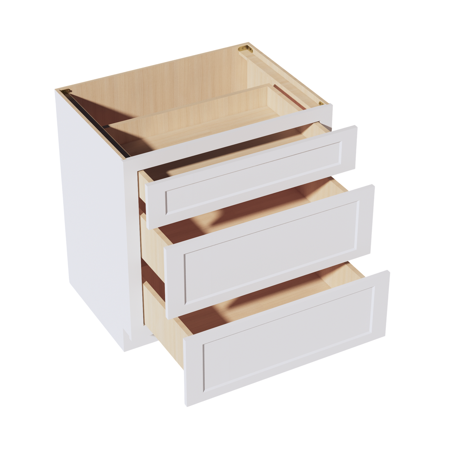 HF-DB33: Frost White Shaker 33" 3 Drawers Base Cabinet