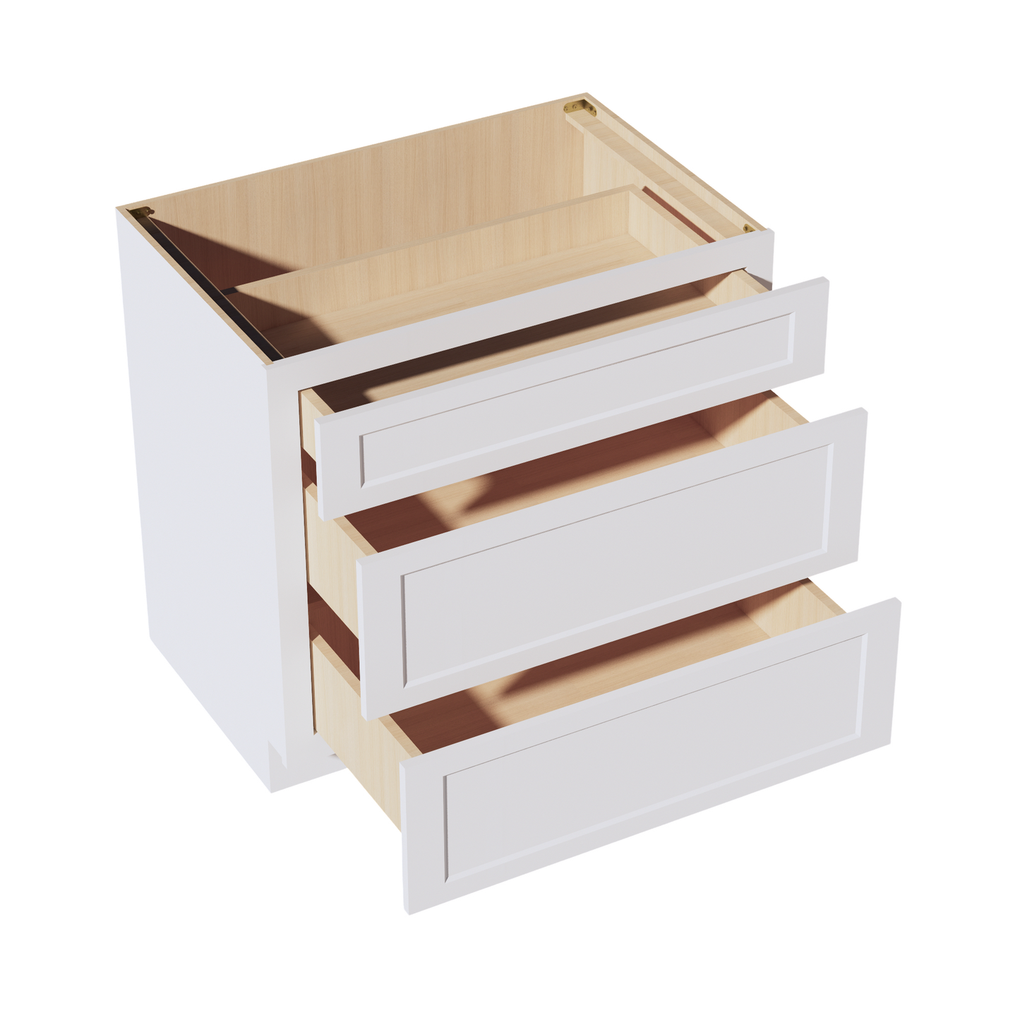 HF-DB36: Frost White Shaker 36" 3 Drawers Base Cabinet