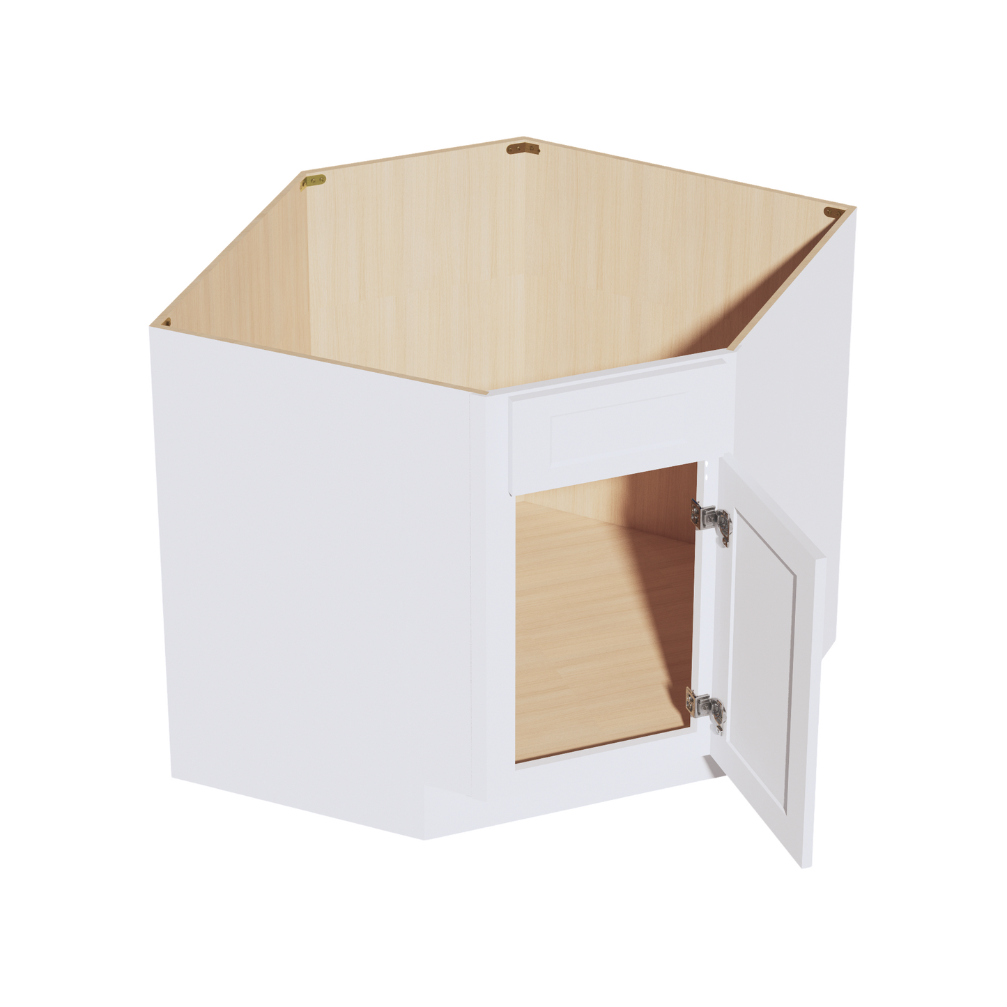 HF-DSB36: Frost White Shaker 36" 1 Door 1 False Drawer Corner Sink Base Cabinets