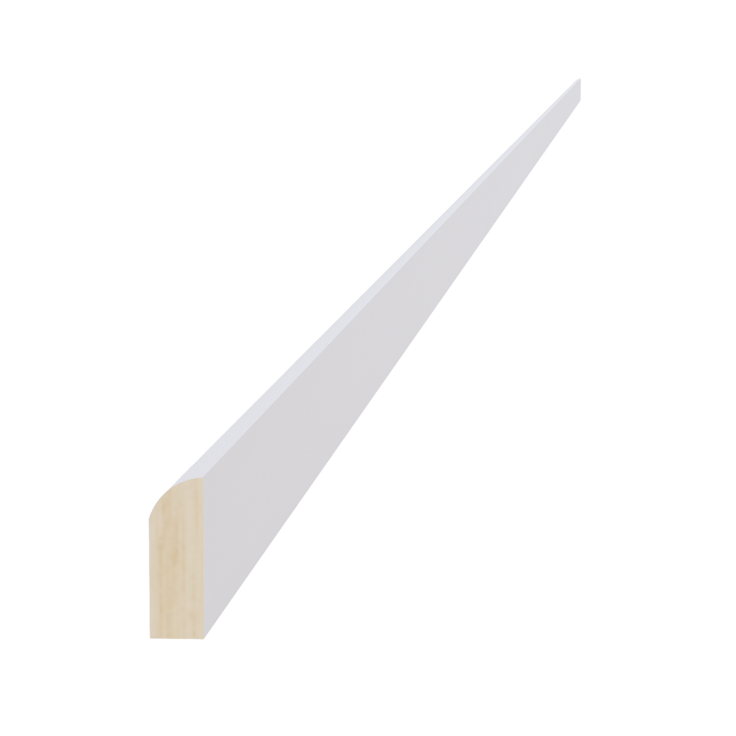 SF-SM8-S: Frost White Slim Shaker 96"W x 3/4"H x 1/4"D Scribe Molding