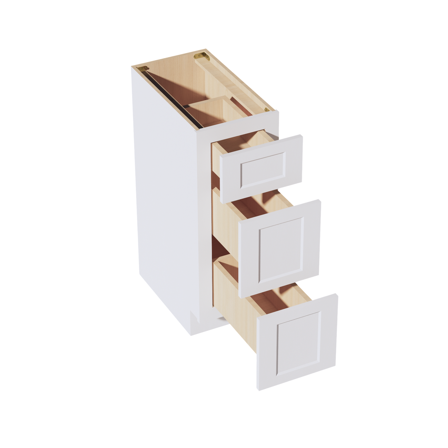 HF-VDB1221: Frost White Shaker 12"W x 34-1/2"H x 21"D 3 Drawers Vanity Base Cabinets