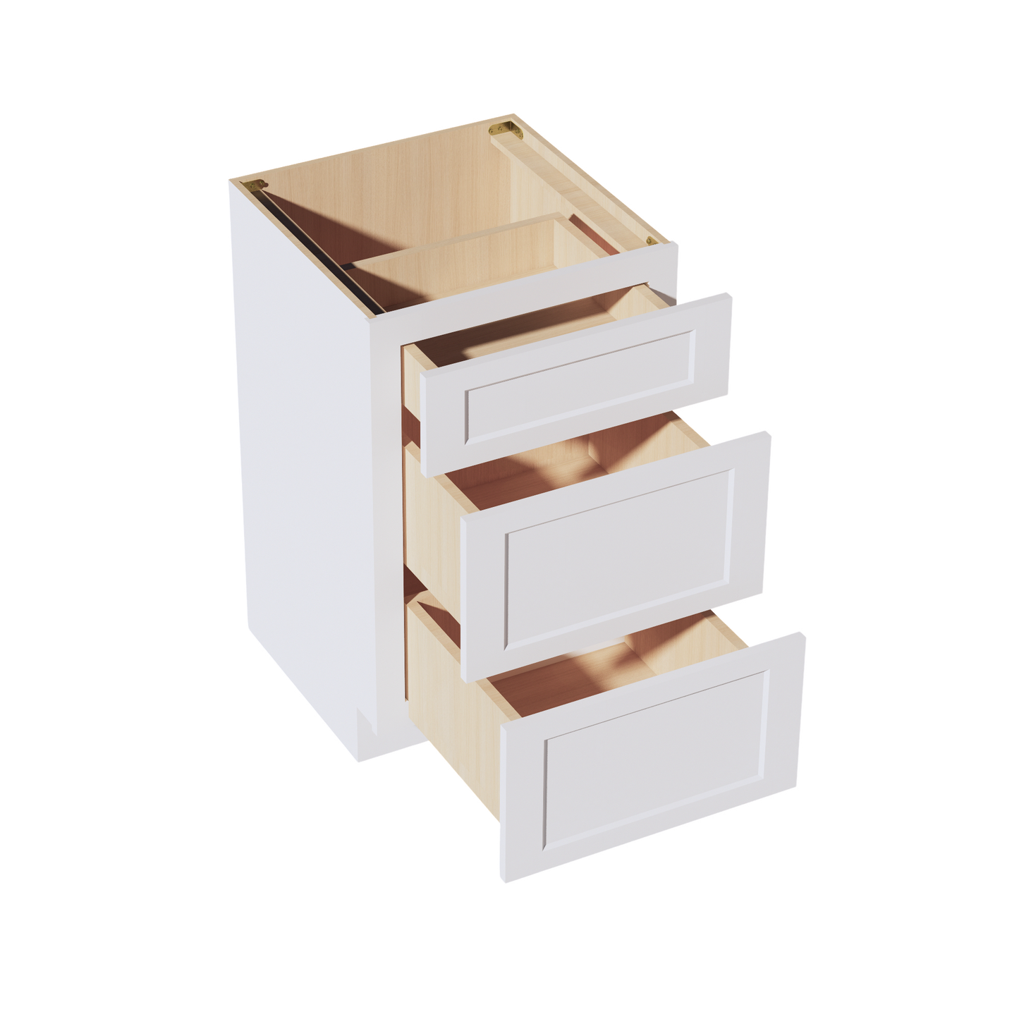 HF-VDB2121: Frost White Shaker 21"W x 34-1/2"H x 21"D 3 Drawers Vanity Base Cabinets