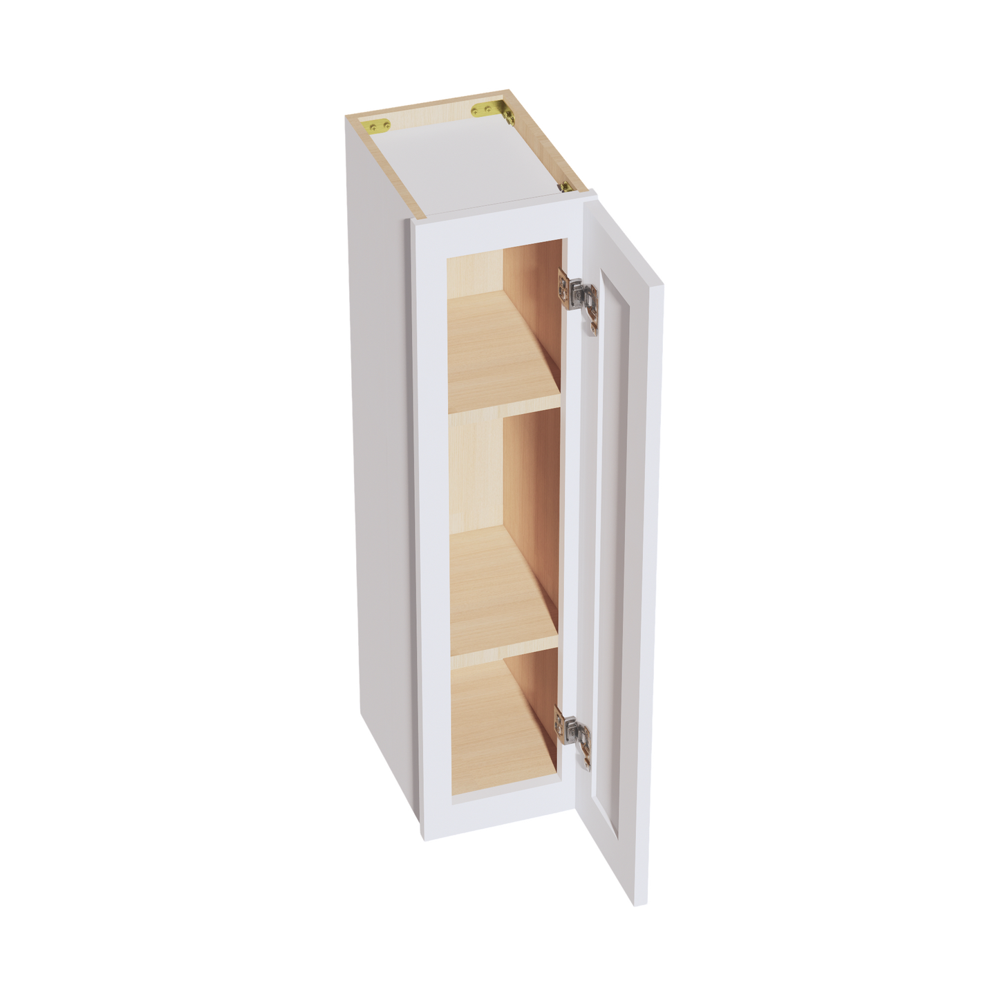 HF-W0936: Frost White Shaker 09"W x 36"H 1 Door & 2 Shelves Standard Wall Cabinet