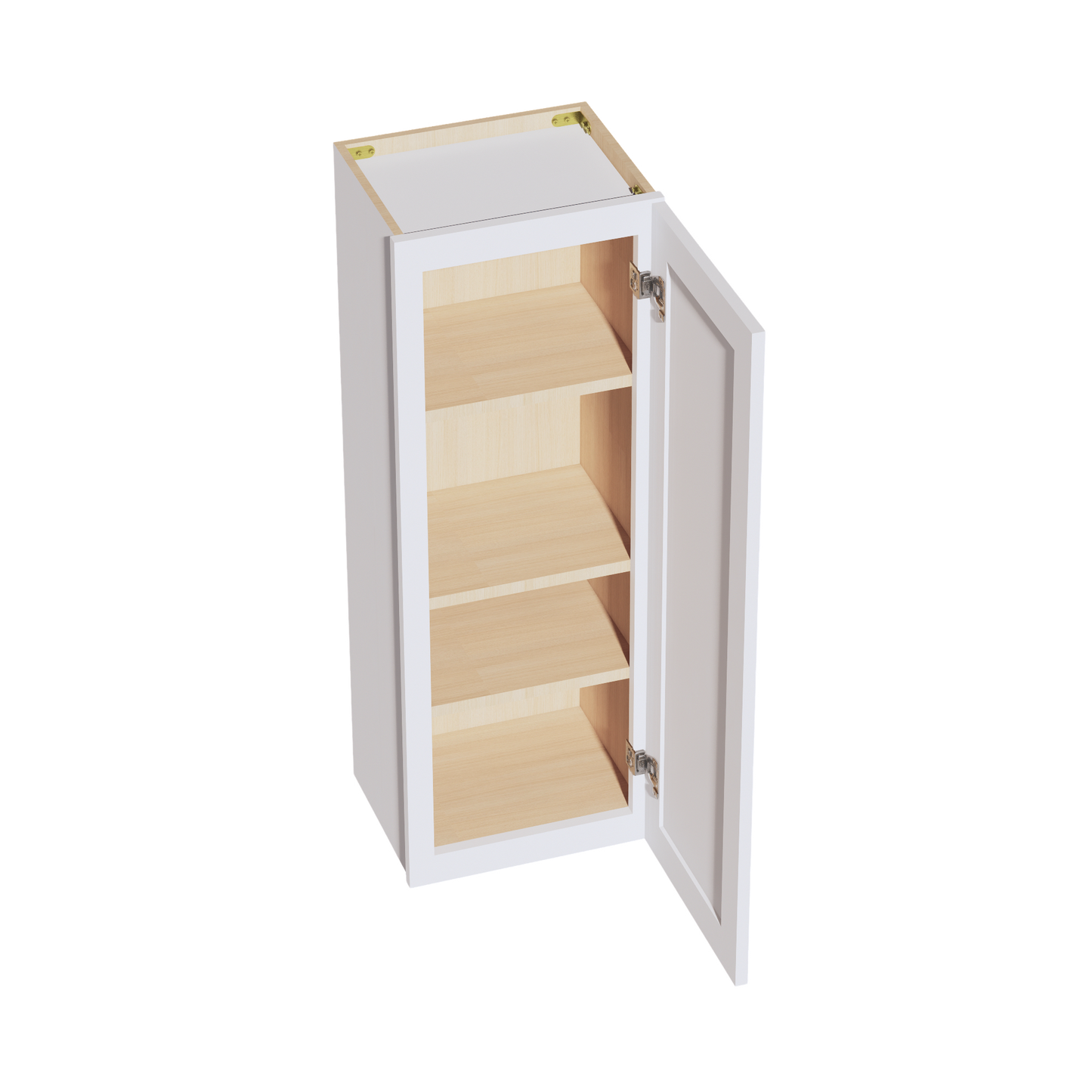 HF-W1542: Frost White Shaker 15"W x 42"H 1 Door & 3 Shelves Standard Wall Cabinet