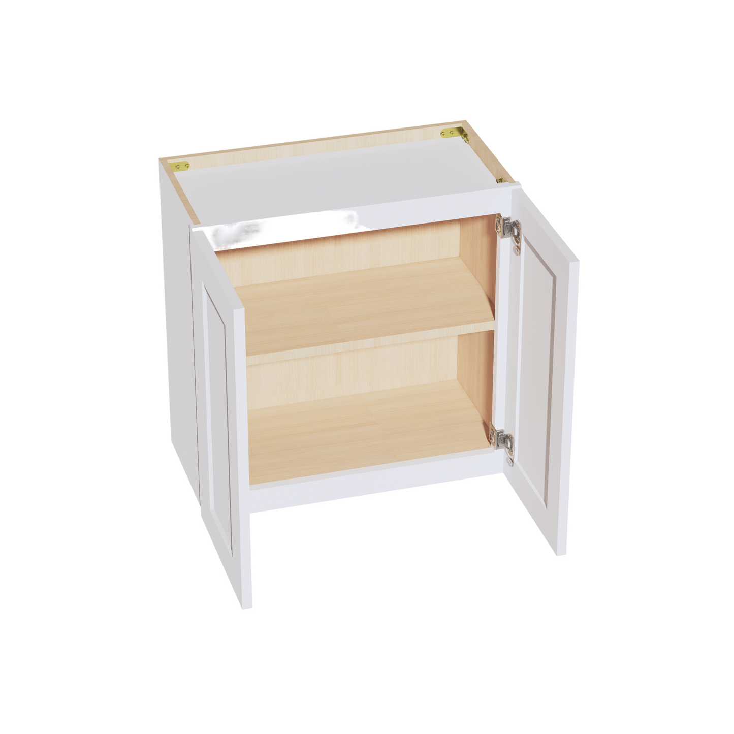 HF-W2424: Frost White Shaker 24"W x 24"H 2 Doors Standard Wall Bridge Cabinet