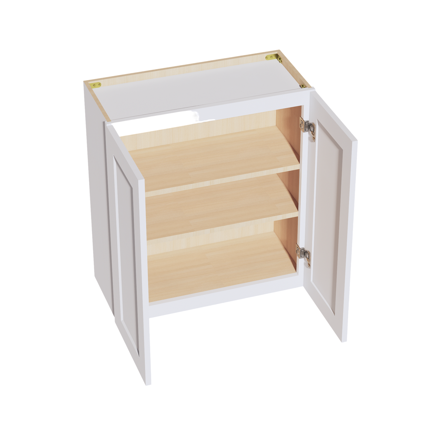HF-W2730: Frost White Shaker 27"W x 30"H 2 Doors & 2 Shelves Standard Wall Cabinet