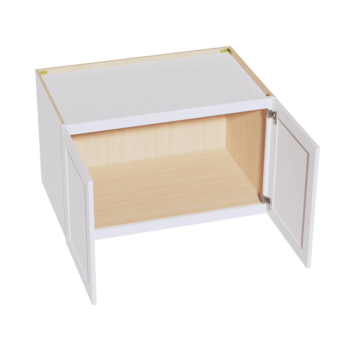 HF-W392424: Frost White Shaker 39"W x 24"H x 24"D 2 Doors & 1 Shelf Standard Bridge Wall Cabinet