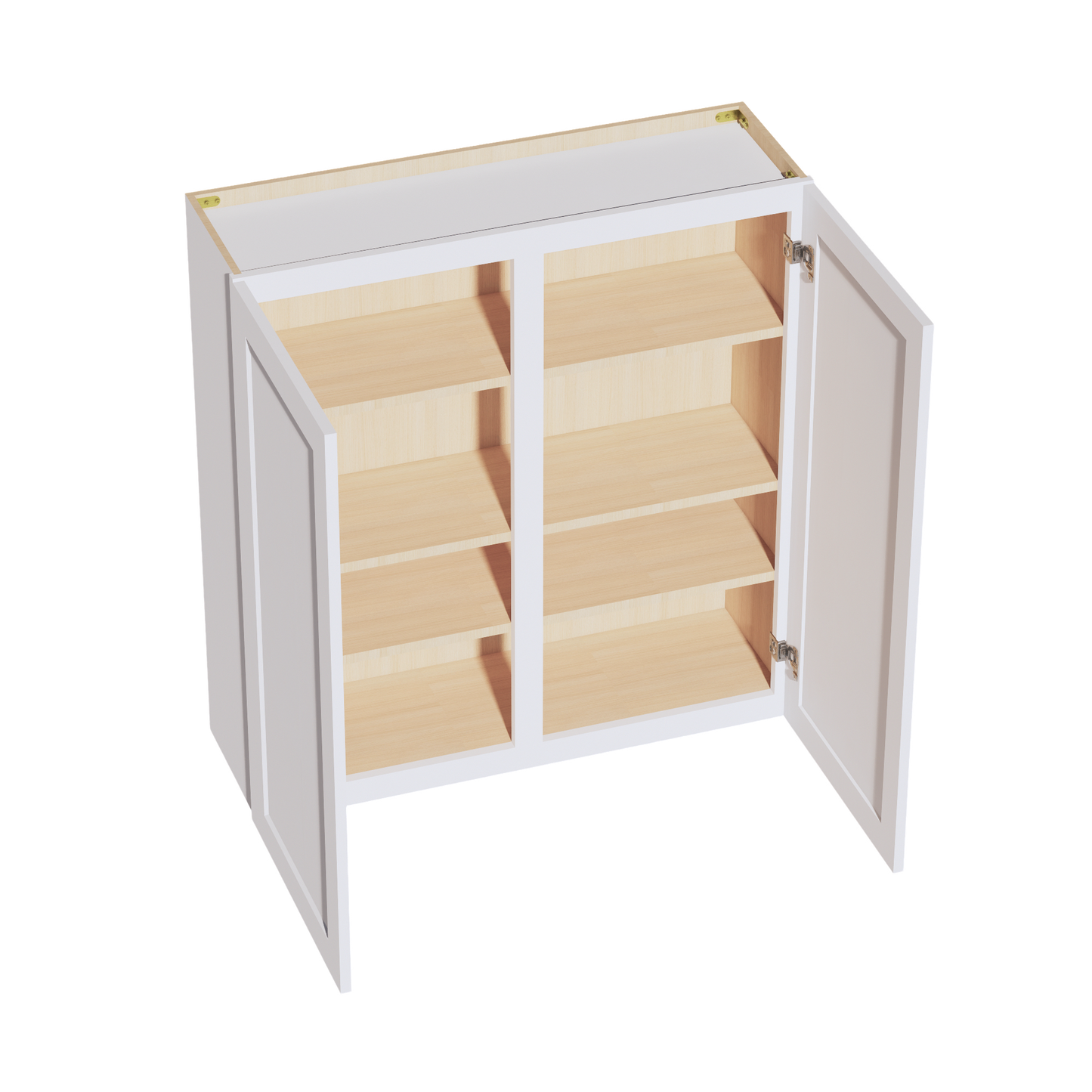 HF-W3942: Frost White Shaker 39"W x 42"H 2 Doors & 3 Shelves Standard Wall Cabinet