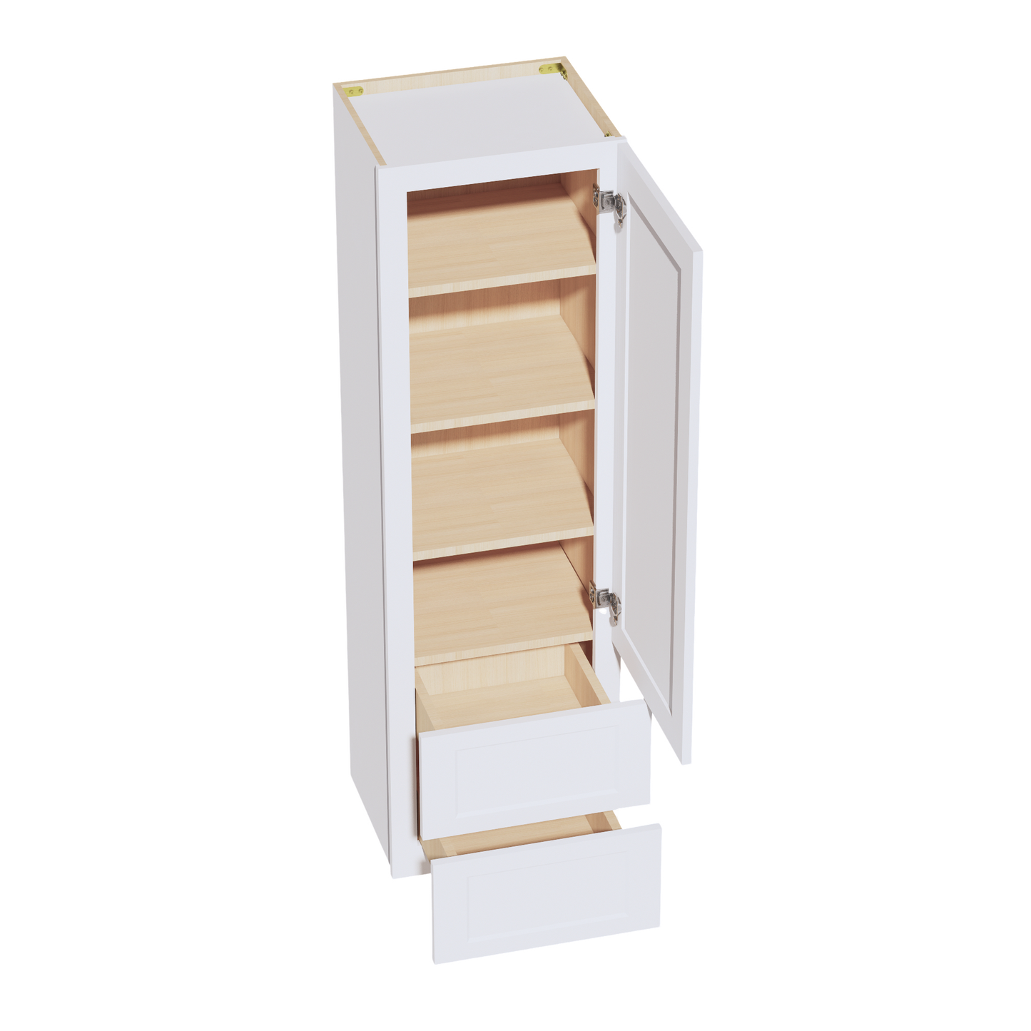 HF-WD1860: Frost White Shaker 18"W x 60"H 1 Door & 2 Drawers Special Wall Cabinet