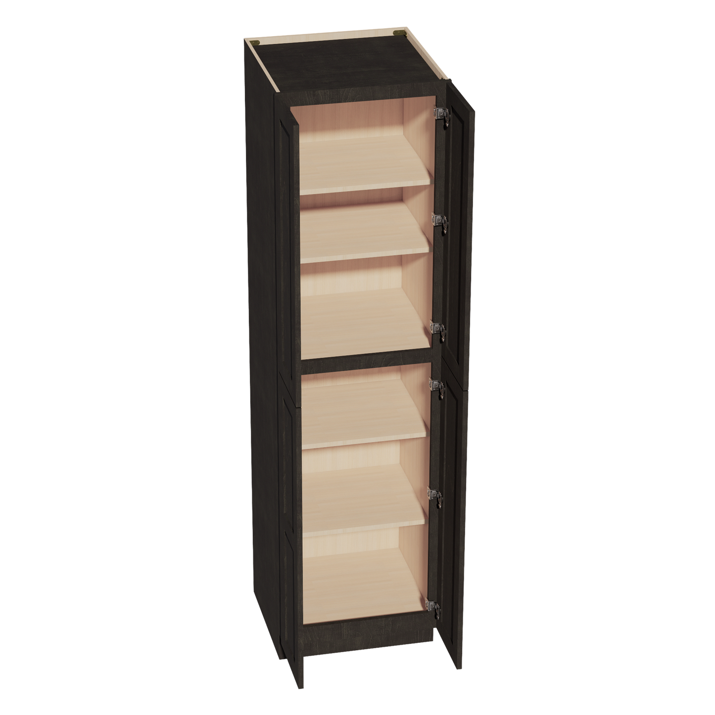 HG-TP2490: Dark Gray Shaker 24"W x 90"H x 24"D 4 Door & 5 Shelves Tall Shelf Pantry Cabinets