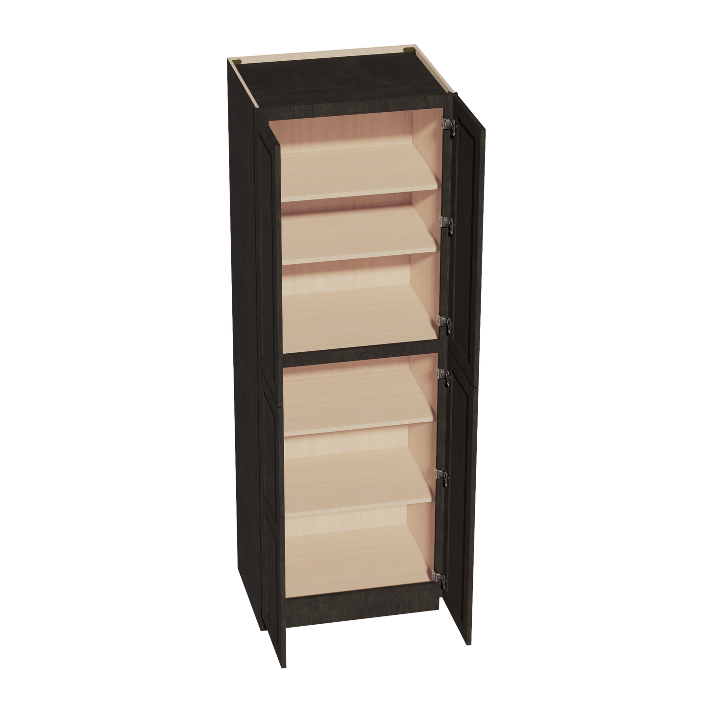 HG-TP3090: Dark Gray Shaker 30"W x 90"H x 24"D 4 Door & 5 Shelves Tall Shelf Pantry Cabinets