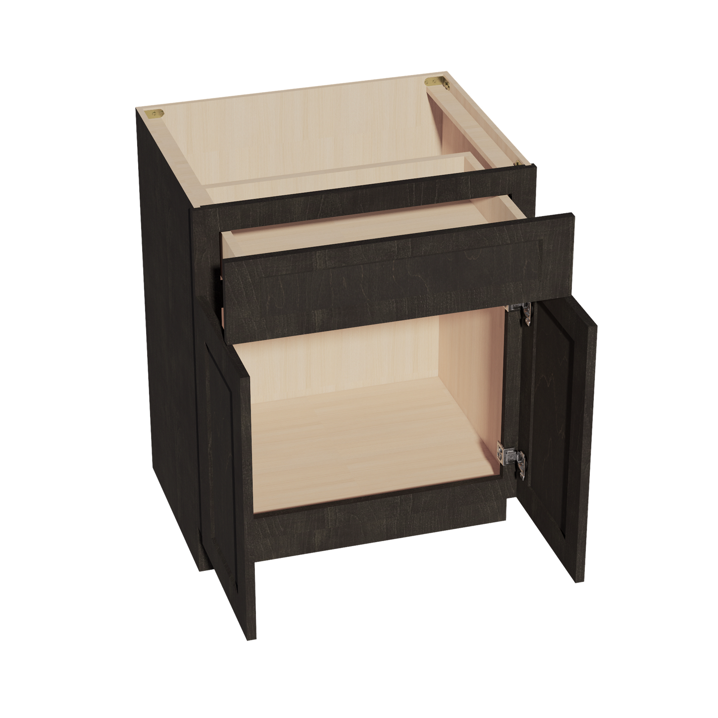HG-VB2721: Dark Gray Shaker 27"W x 34-1/2"H x 21"D 2 Doors & 1 Drawer Double Door Vanity Base Cabinets