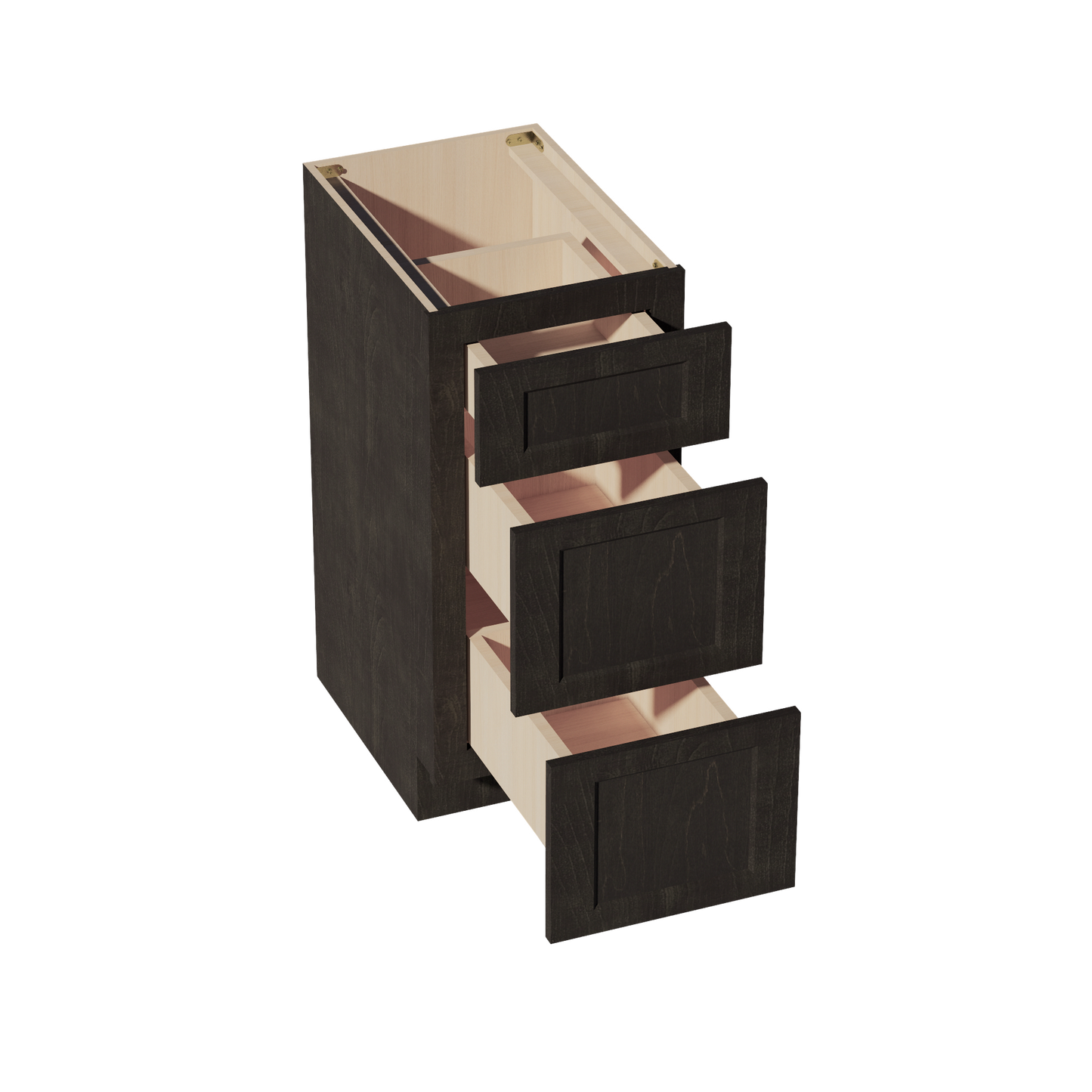 HG-VDB1521: Dark Gray Shaker 15"W x 34-1/2"H x 21"D 3 Drawers Vanity Base Cabinets