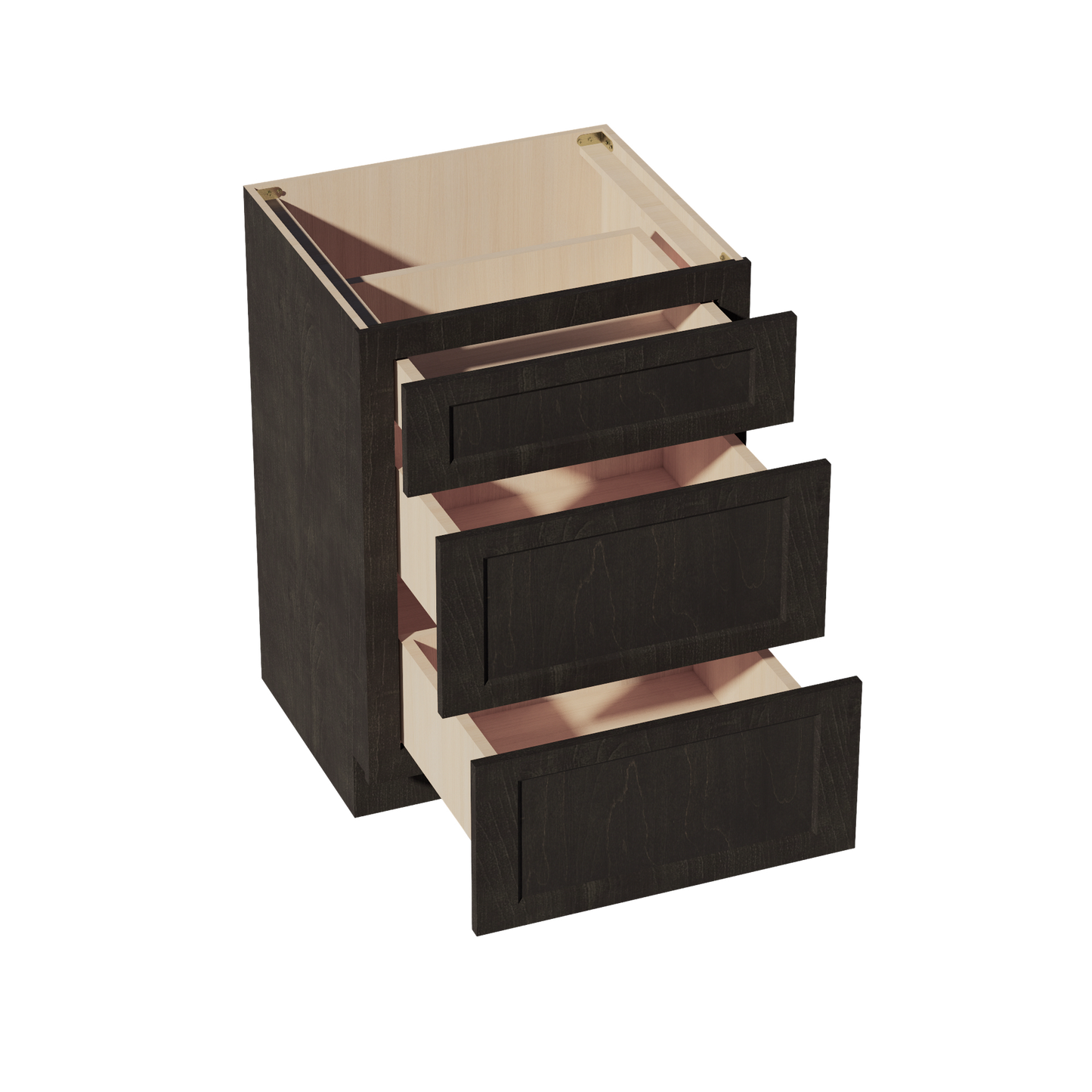 HG-VDB2421: Dark Gray Shaker 24"W x 34-1/2"H x 21"D  3 Drawers Vanity Base Cabinets