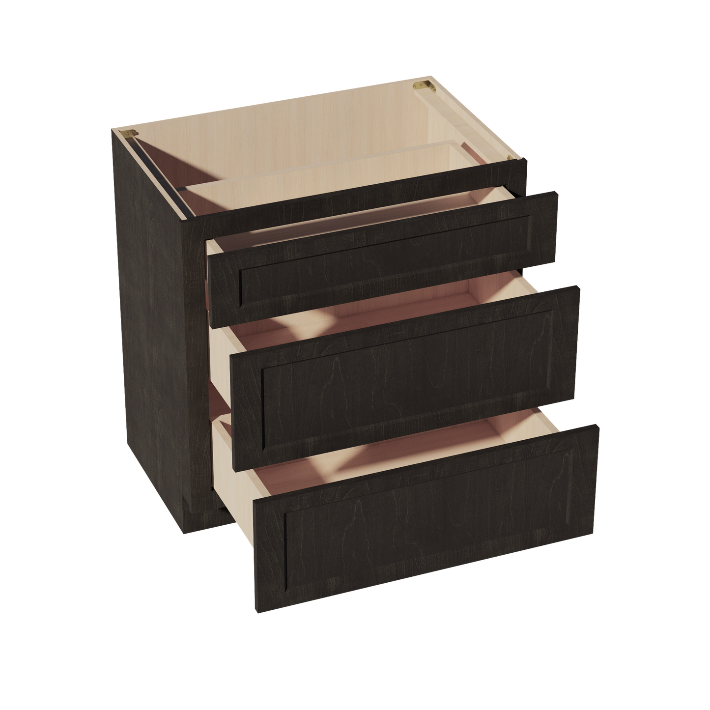 HG-VDB3321: Dark Gray Shaker 33"W x 34-1/2"H x 21"D  3 Drawers Vanity Base Cabinets