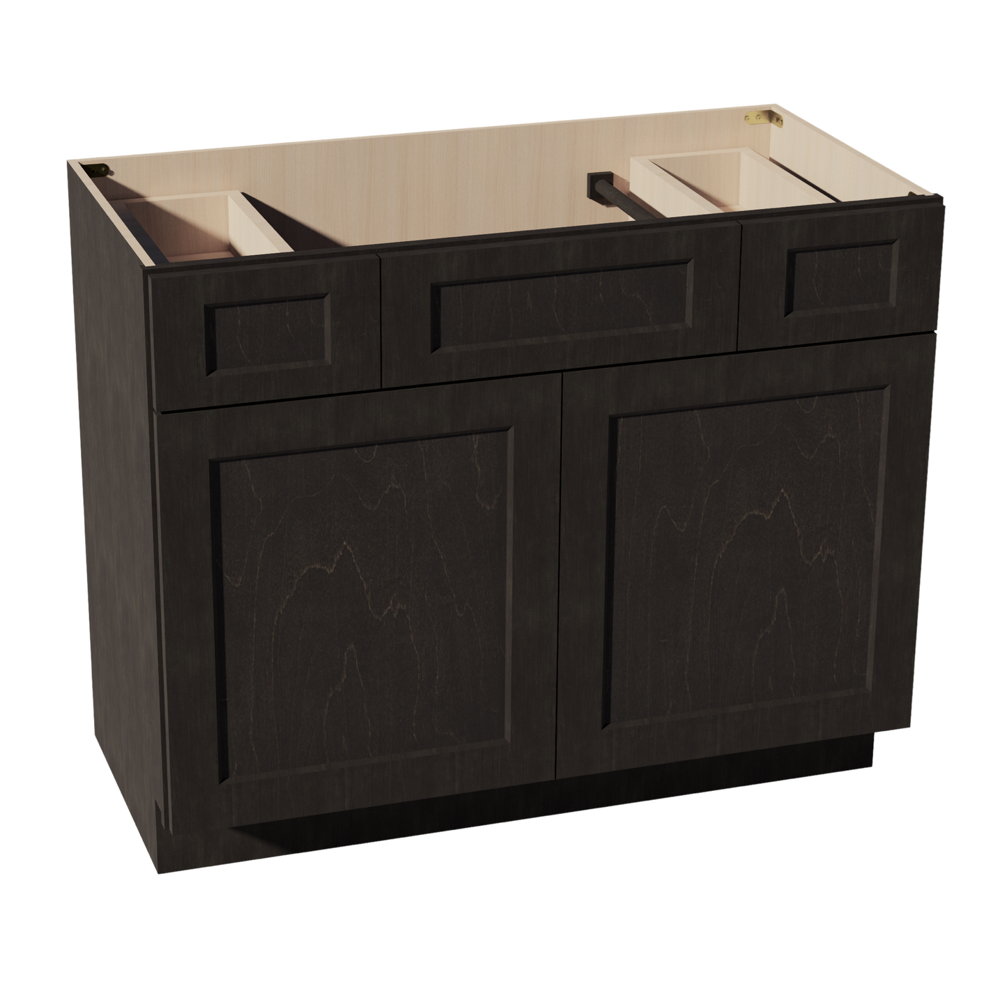 HG-VSD4221: Dark Gray Shaker  42"W x 34-1/2"H x 21"D 2 Doors, 2 Drawers & 1 False Drawer Centered Vanity Sink Base Cabinets