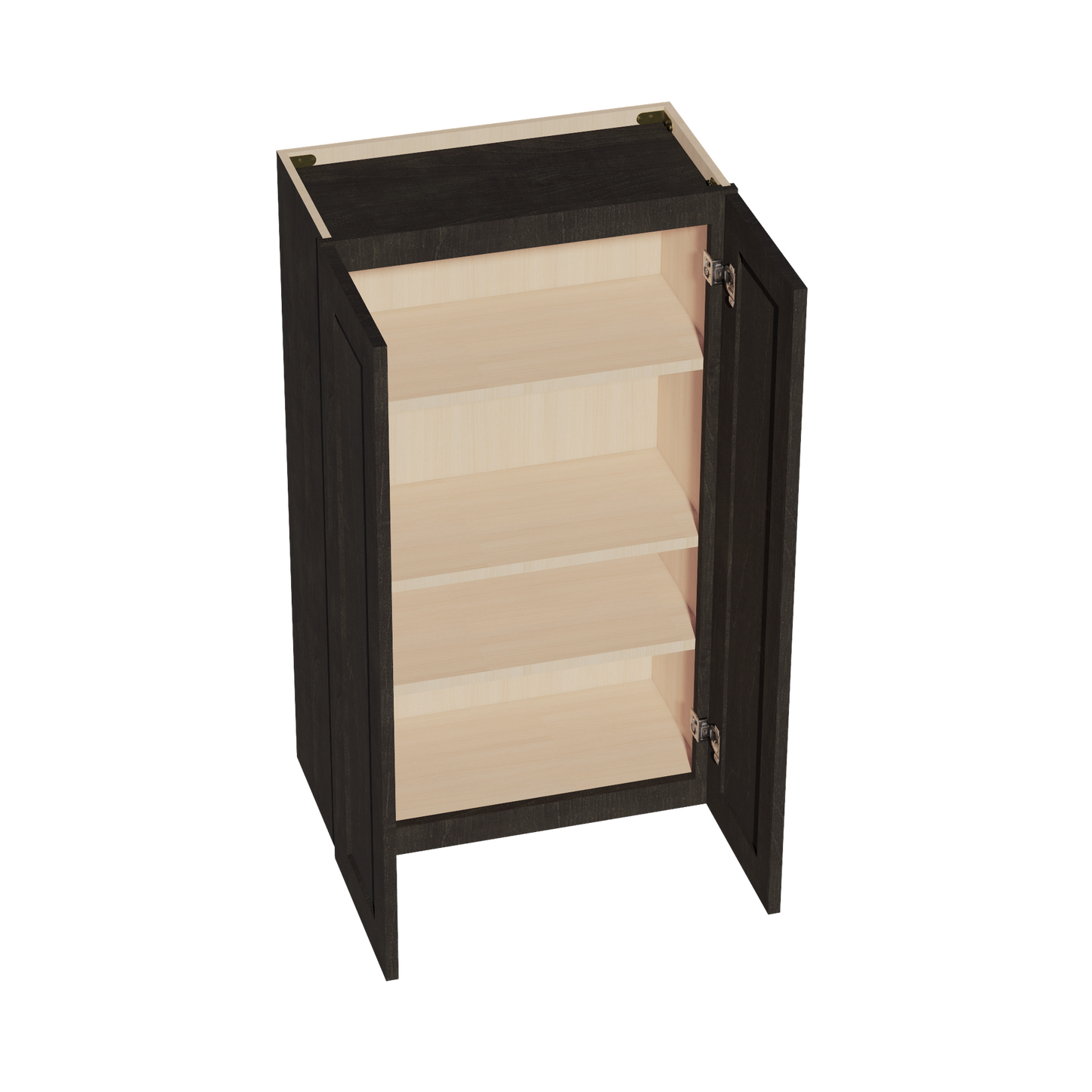 HG-W2442: Dark Gray Shaker 24"W x 42"H 2 Doors & 3 Shelves Standard Wall Cabinet