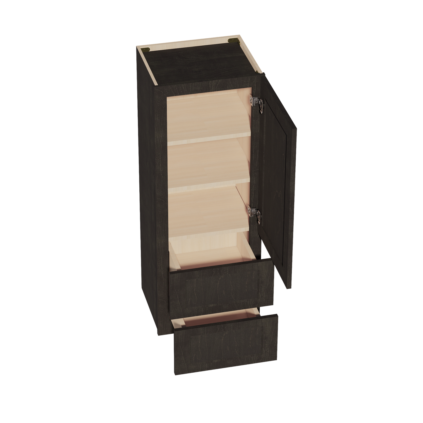 HG-WD1848: Dark Gray Shaker 18"W x 48"H 1 Door & 2 Drawers Special Wall Cabinet