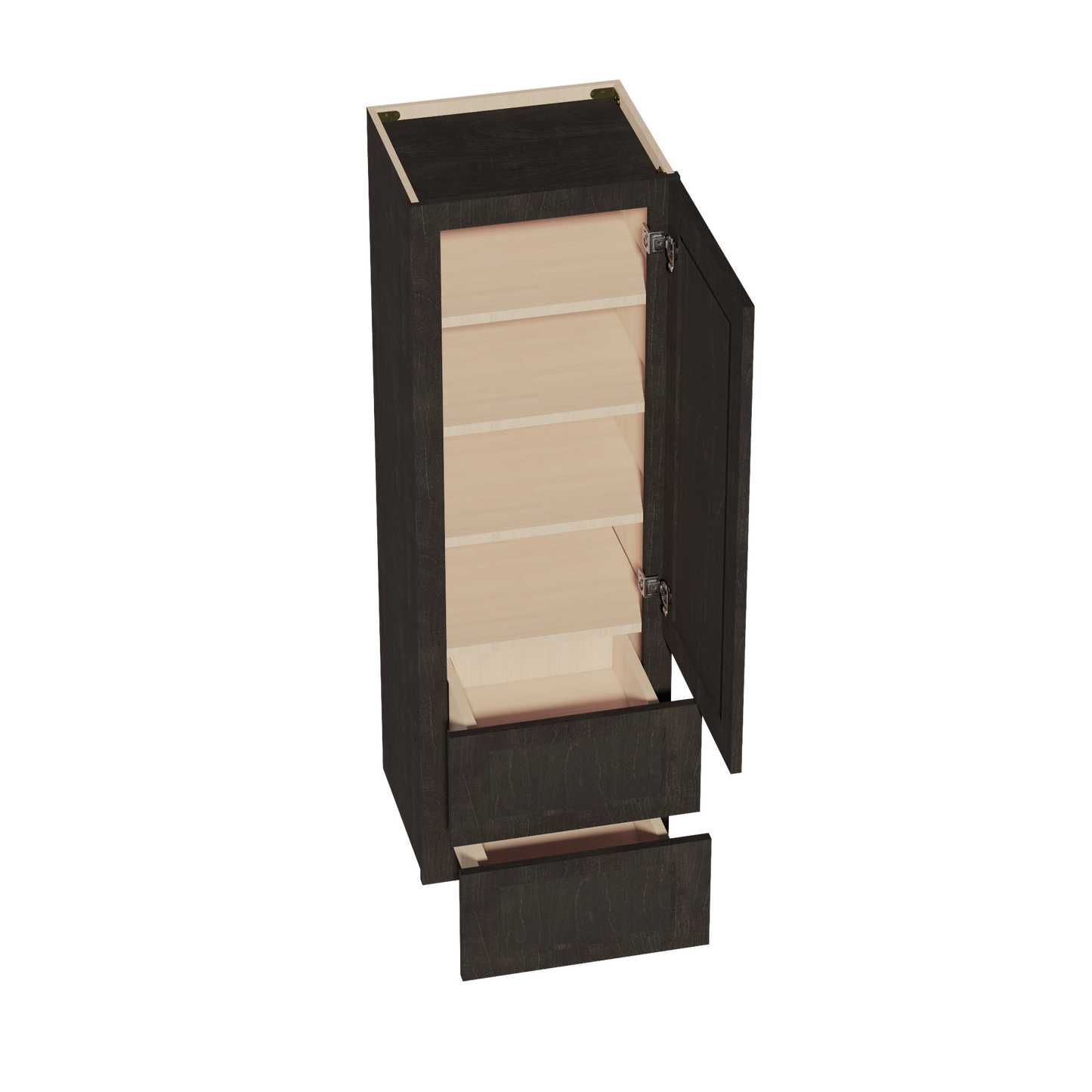 HG-WD1854: Dark Gray Shaker 18"W x 54"H 1 Door & 2 Drawers Special Wall Cabinet