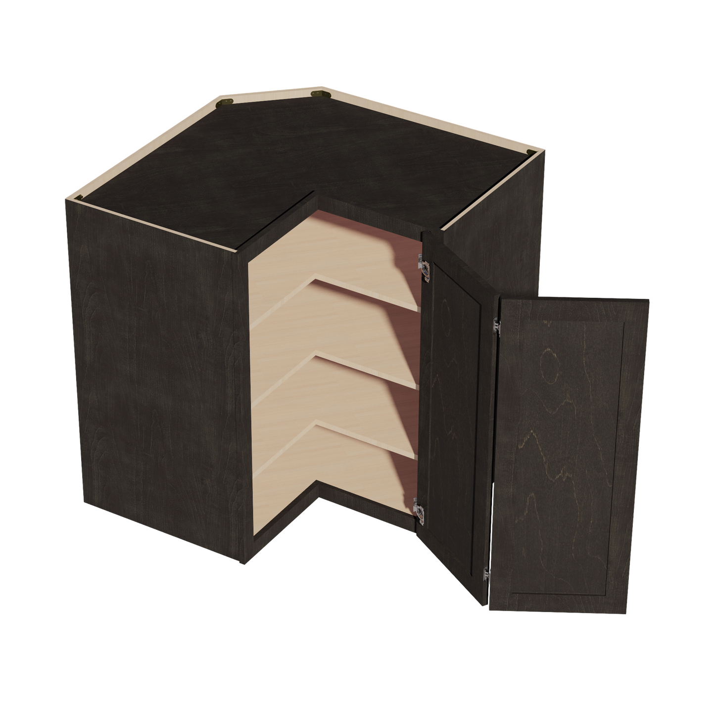 HG-WPC2442: Dark Gray Shaker 24"W x 42"H 1 Door & 3 Shelves Pie Cut Wall Corner Cabinet