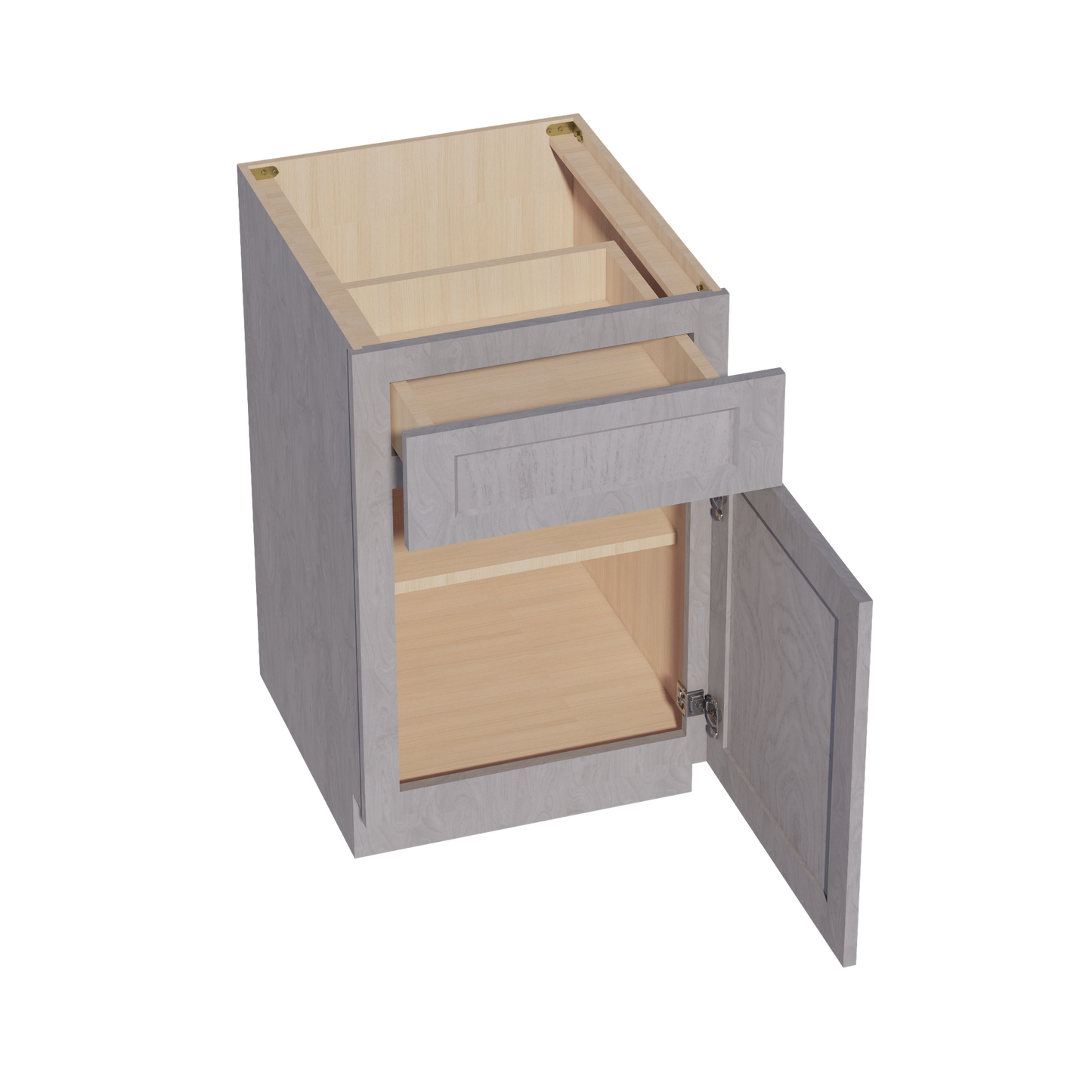 HLG-B21: Light Gray Shaker 21" 1 Drawer 1 Door Standard Base Cabinet