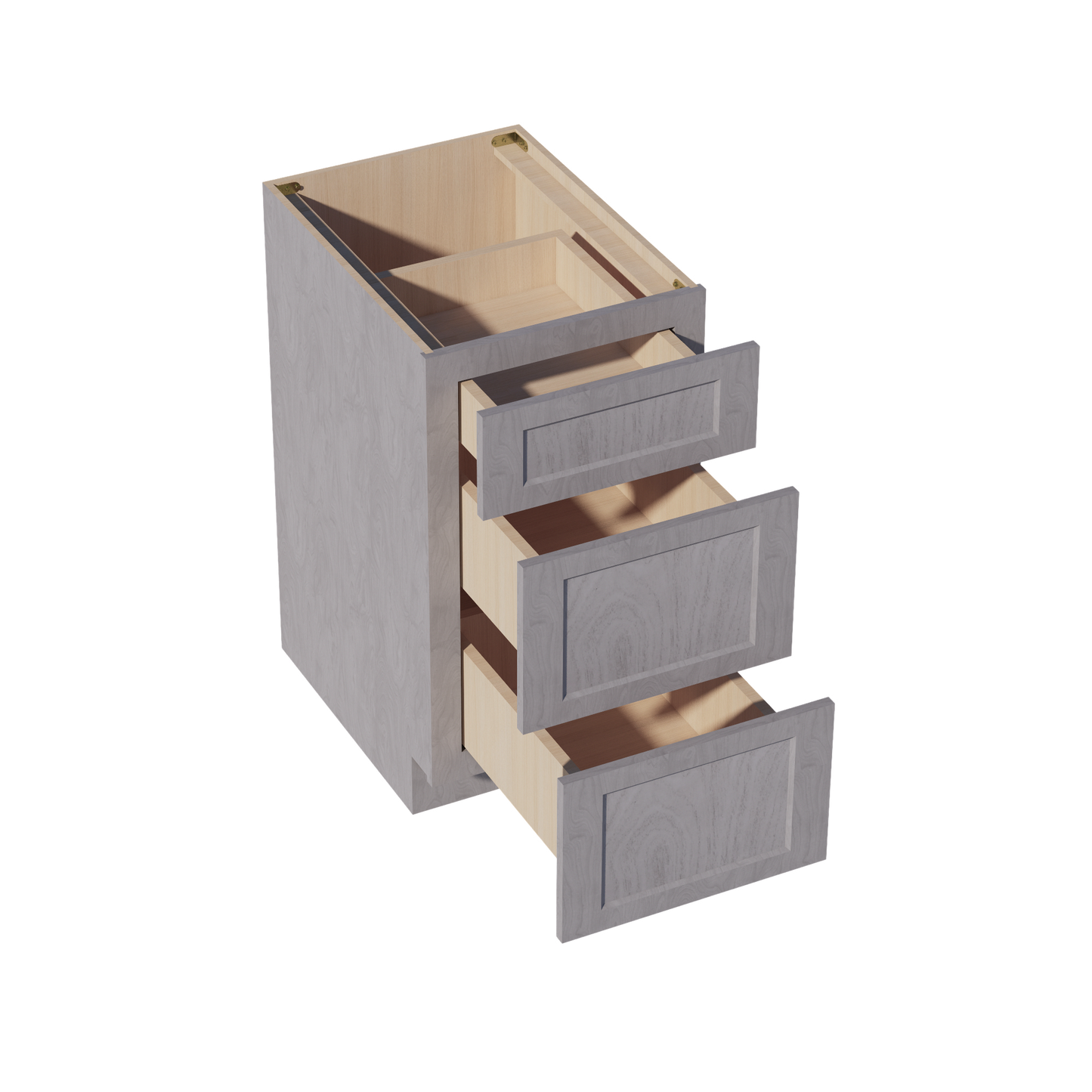 HLG-DB18: Light Gray Shaker 18" 3 Drawers Base Cabinet