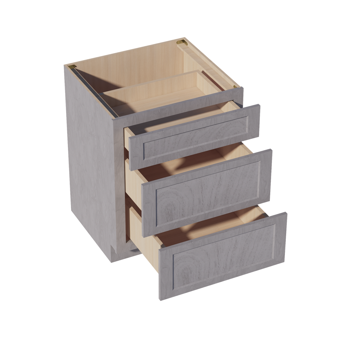HLG-DB27: Light Gray Shaker 27" 3 Drawers Base Cabinet