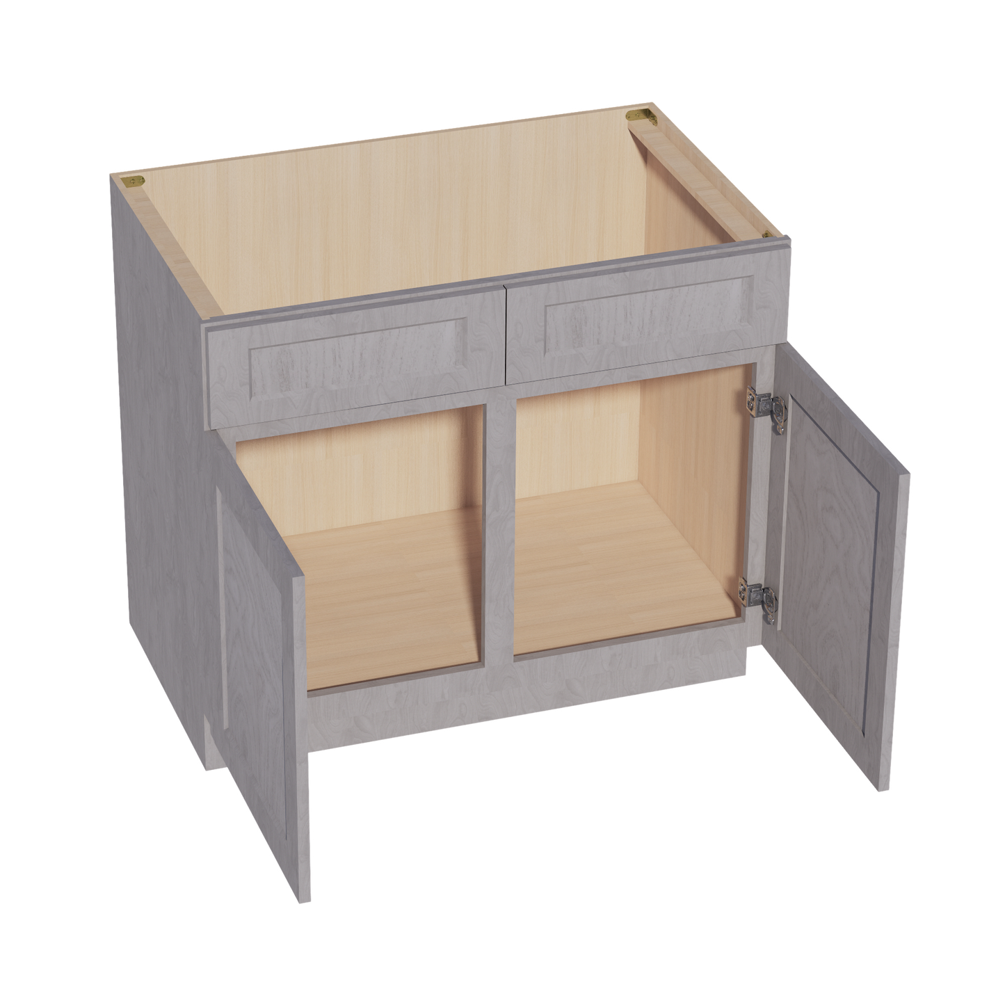 HLG-SB39: Light Gray Shaker 39" 2 Doors 2 False Drawers Sink Base Cabinet