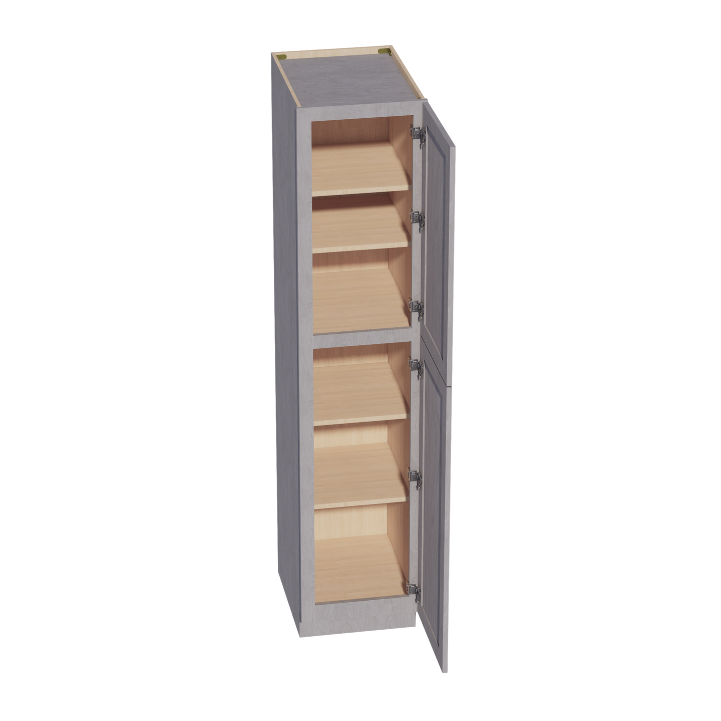 HLG-TP1884: Light Gray Shaker 18"W x 84"H x 24"D 2 Doors & 5 Shelves Tall Shelf Pantry Cabinets