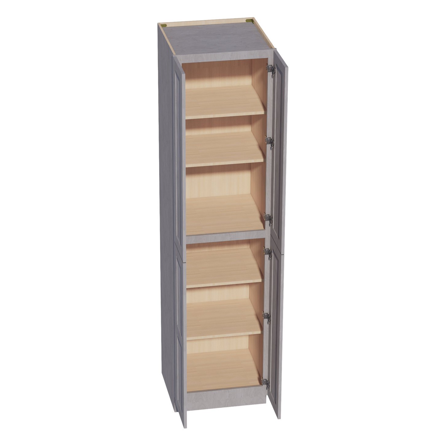 HLG-TP2496: Light Gray Shaker 24"W x 96"H x 24"D 4 Door & 6 Shelves Tall Shelf Pantry Cabinets