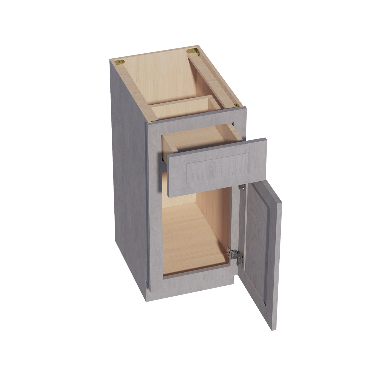 HLG-VB1521: Light Gray Shaker 15"W x 34-1/2"H x 21"D 1 Door & 1 Drawer Single Door Vanity Base Cabinets