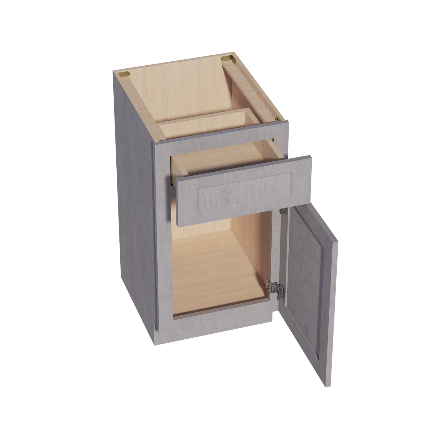 HLG-VB1821: Light Gray Shaker 18"W x 34-1/2"H x 21"D 1 Door & 1 Drawer Single Door Vanity Base Cabinets